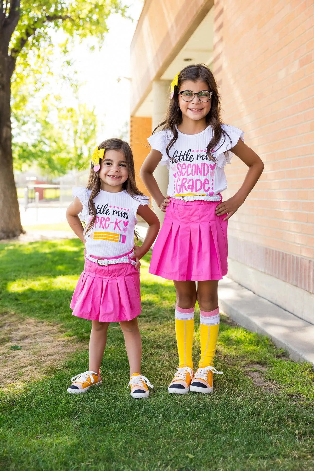 "Little Miss Pre-K - 5th Grade" Pink Skirt Set