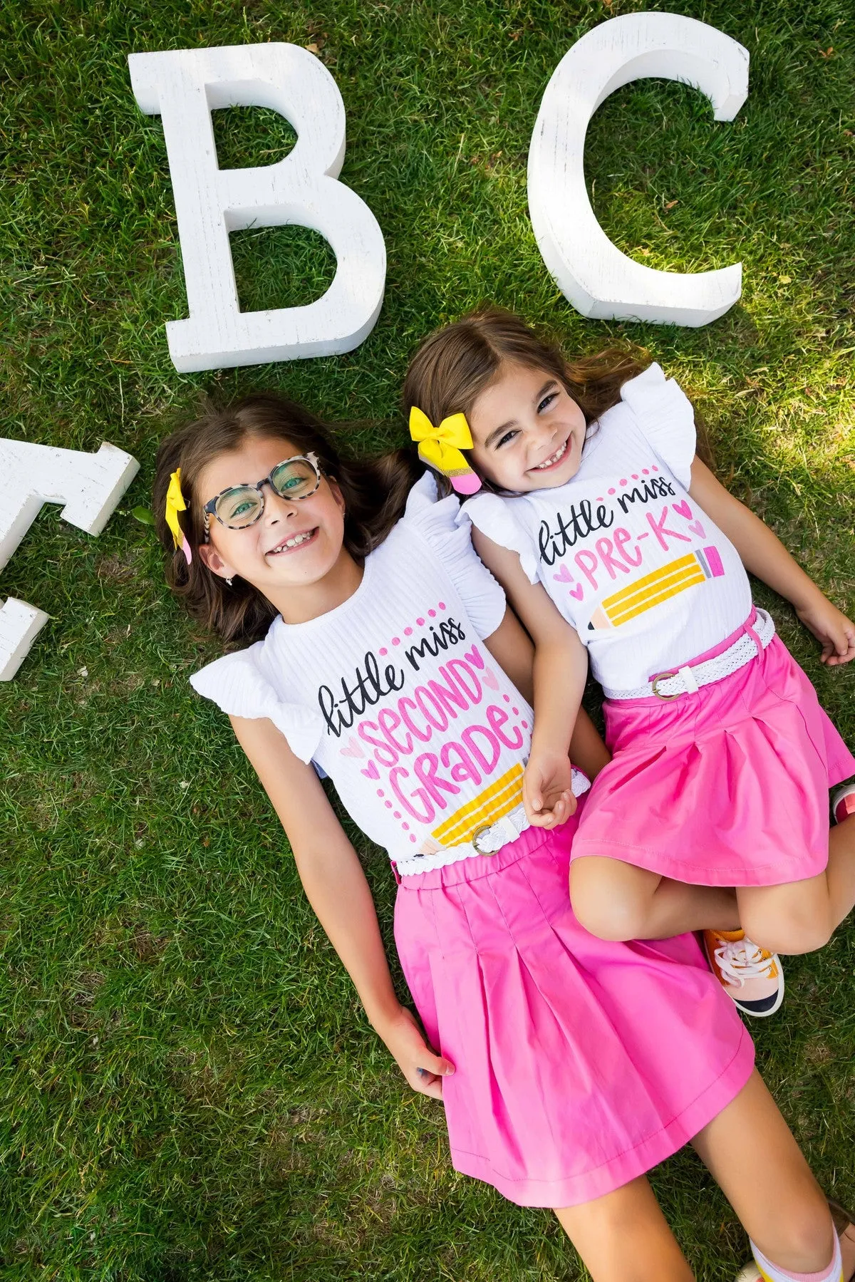 "Little Miss Pre-K - 5th Grade" Pink Skirt Set