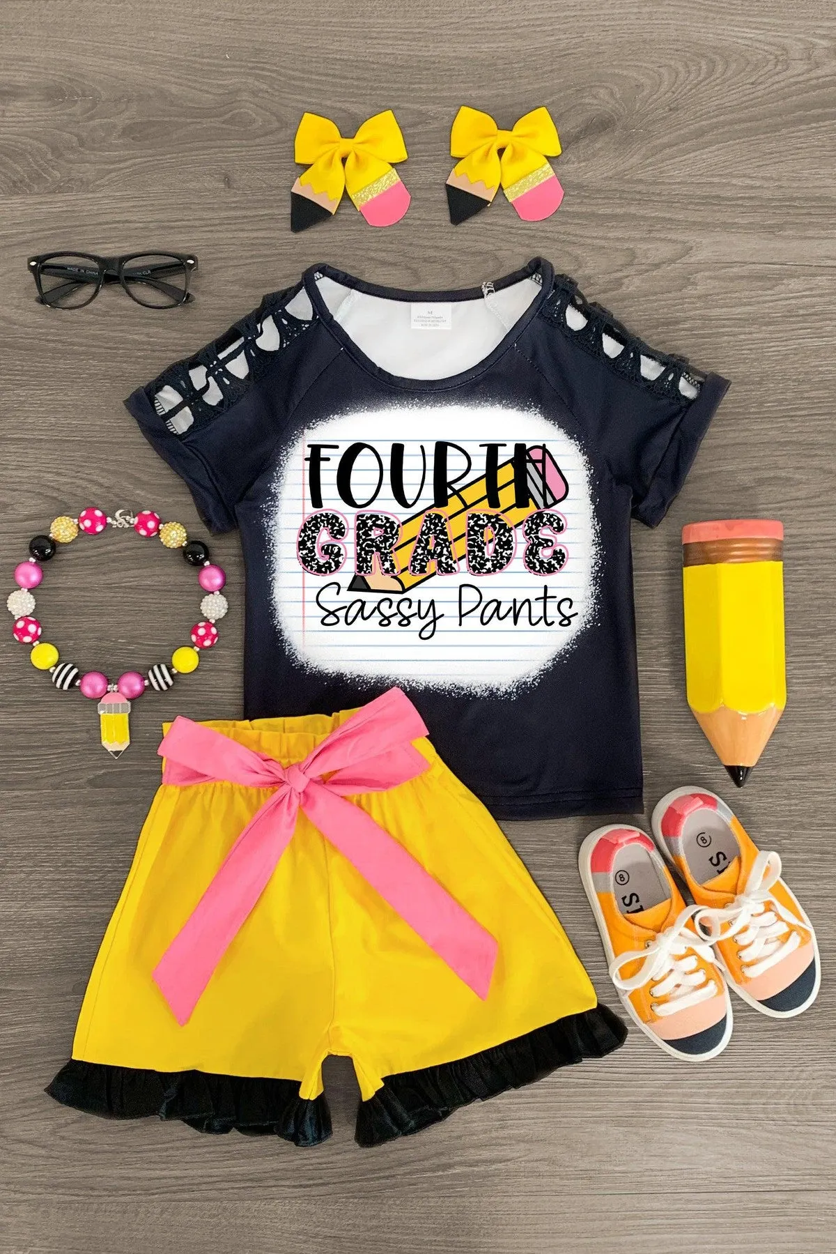 "Pre-K - Fifth Grade Sassy Pants" Pencil Short Set