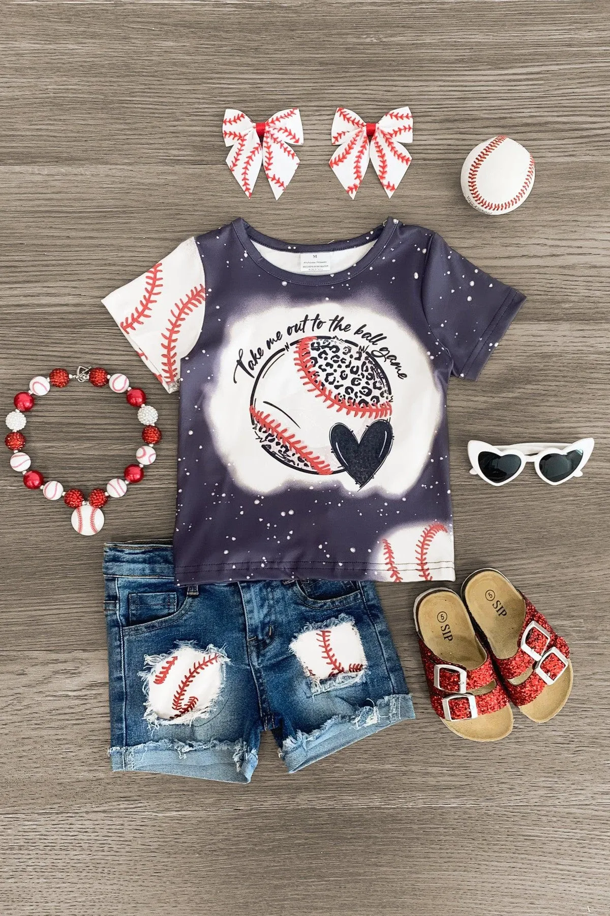 "Take Me Out To The Ball Game" Denim Short Set