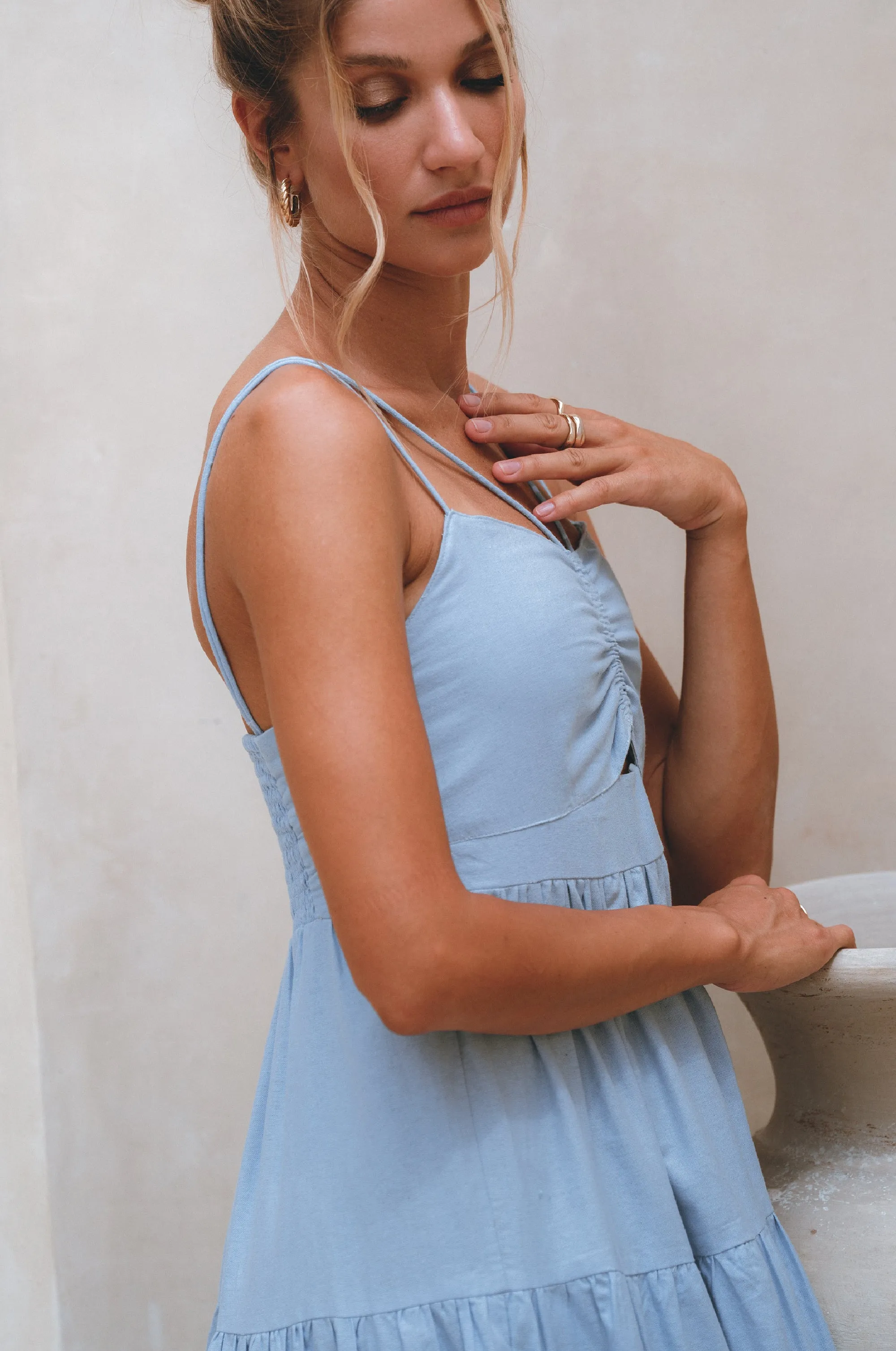 Rafaela Strappy Linen Midi Dress