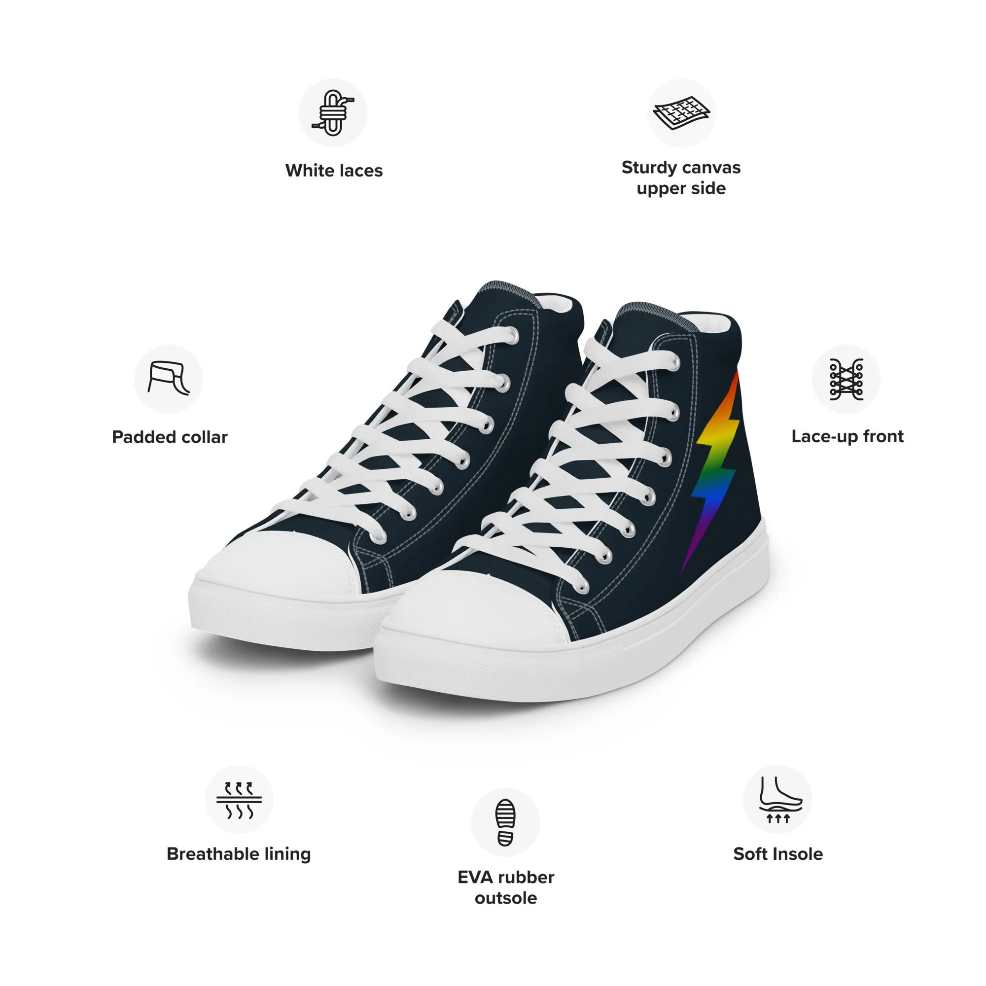 Rainbow Lightning Blue High Top Trainers (male sizes)