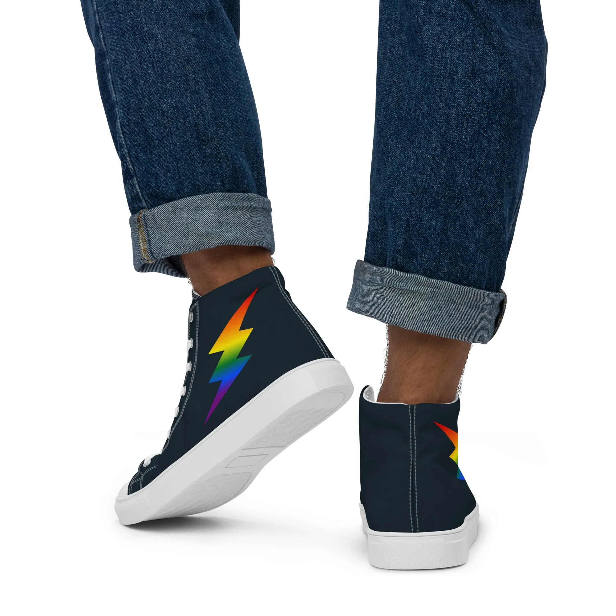 Rainbow Lightning Blue High Top Trainers (male sizes)