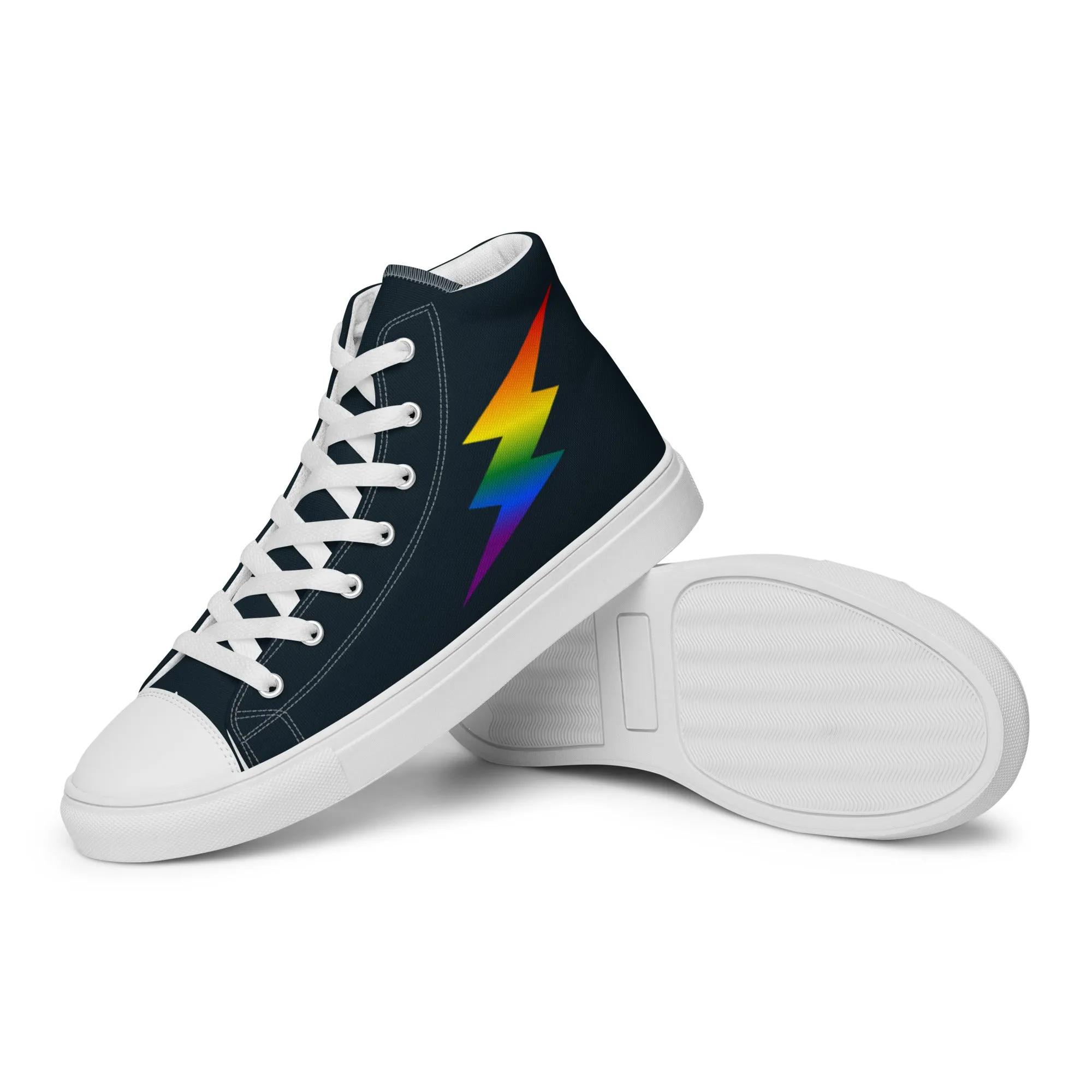 Rainbow Lightning Blue High Top Trainers (male sizes)