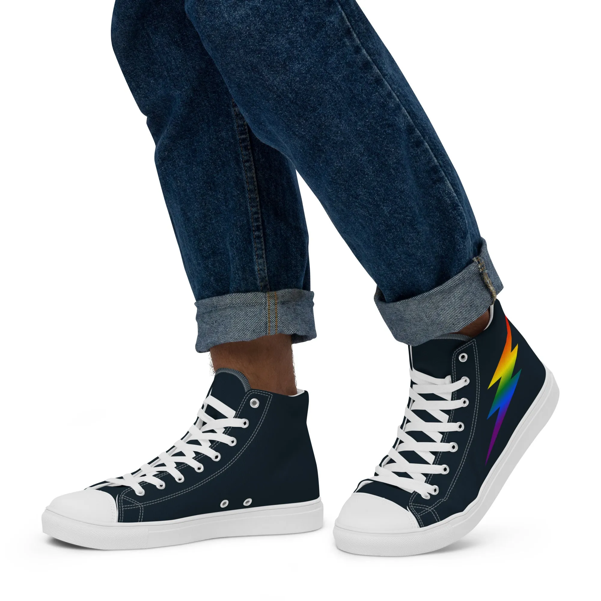 Rainbow Lightning Blue High Top Trainers (male sizes)