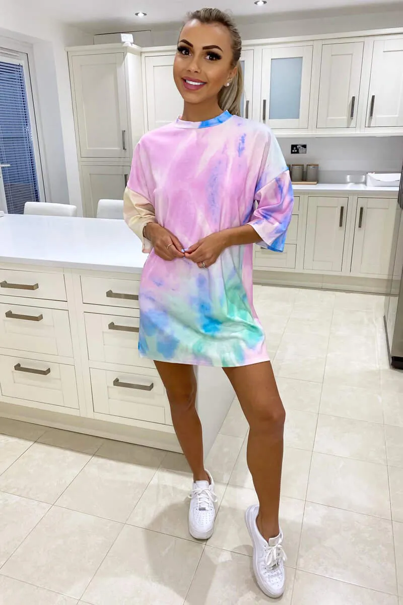 Rainbow Tie Dye Oversized T-Shirt Dress