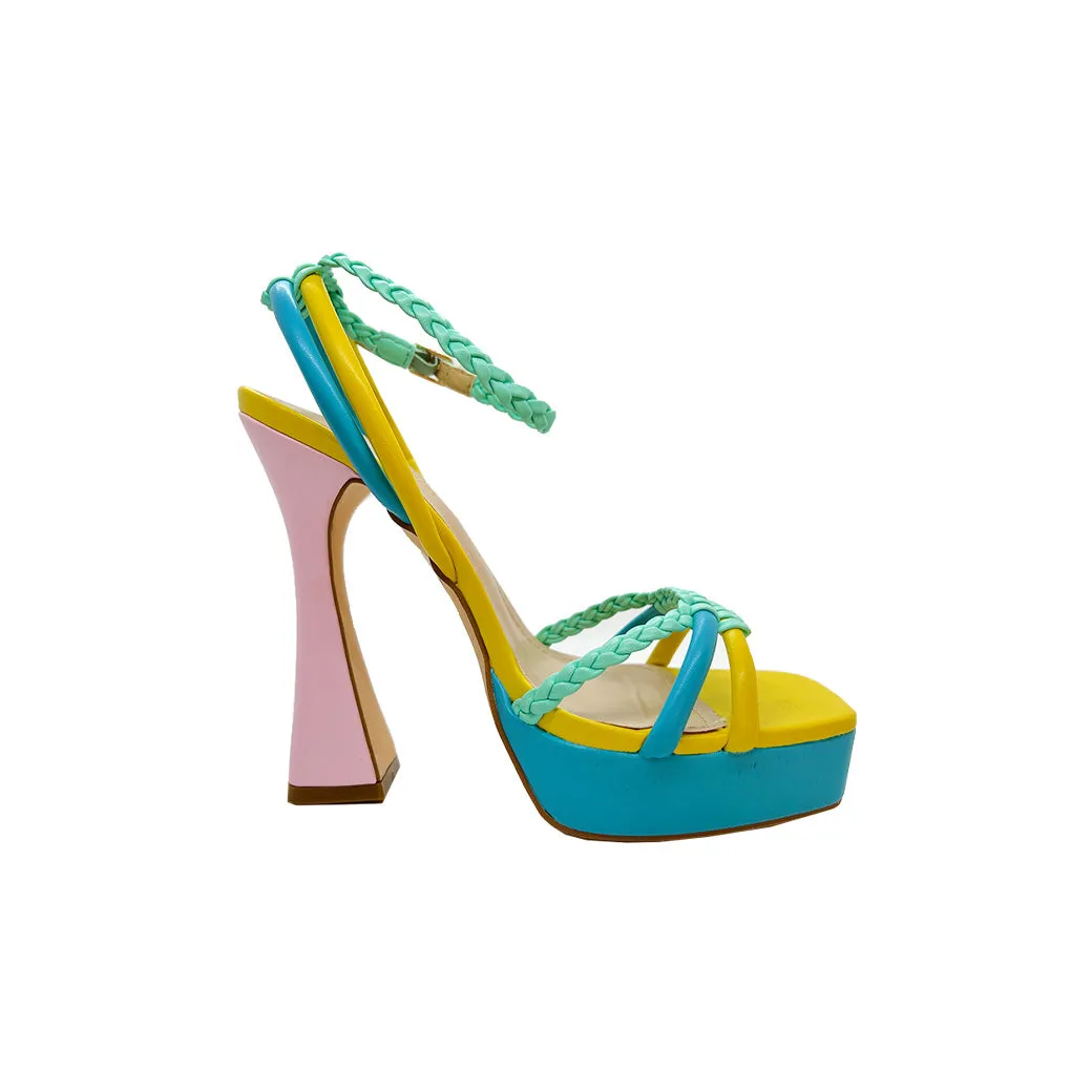 SAMPLE - Colorblock Platform Sandals - Aqua