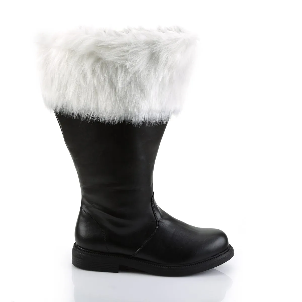 SANTA-106WC Black Pu-White Faux Fur