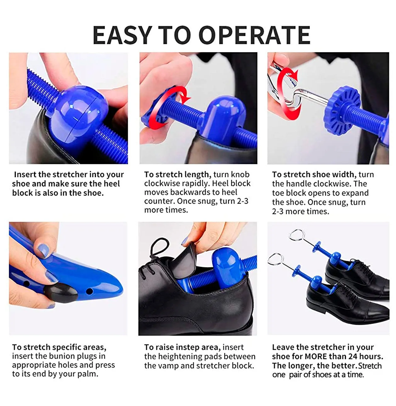 Shoe Stretcher Pair 4-way Shoe Expander Widener Shoe Tree Extender for Wide Feet Color Blue