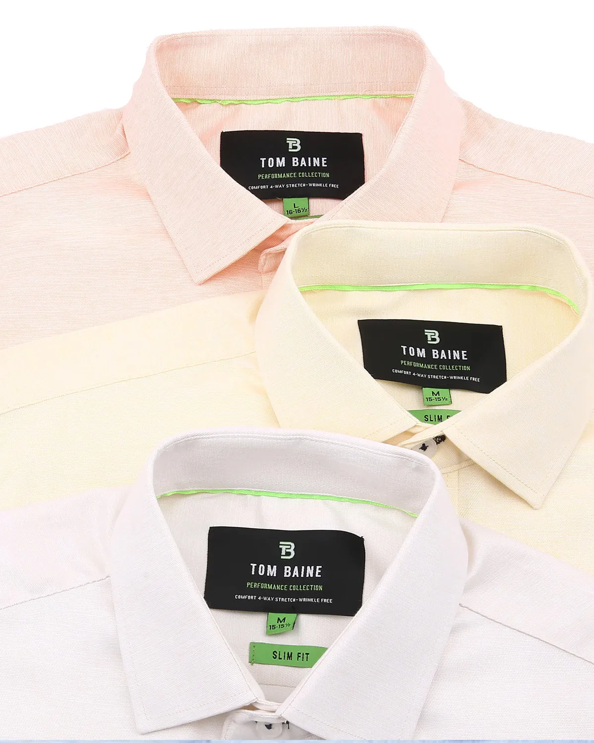 Slim Fit Performance Stretch Button-Up Shirt Plain Green TB900