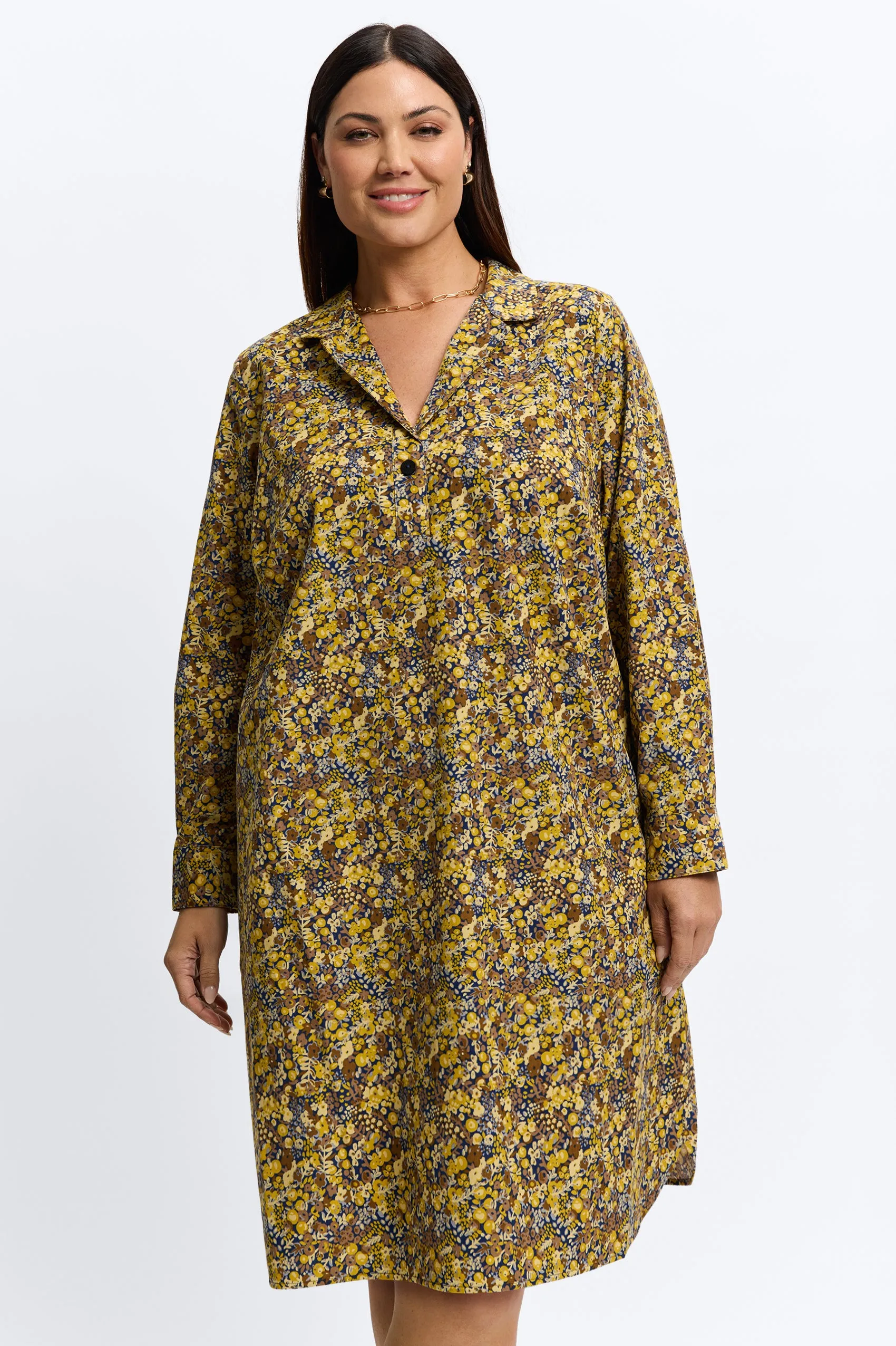 Sloane Plus Ditsy Floral Corduroy Dress