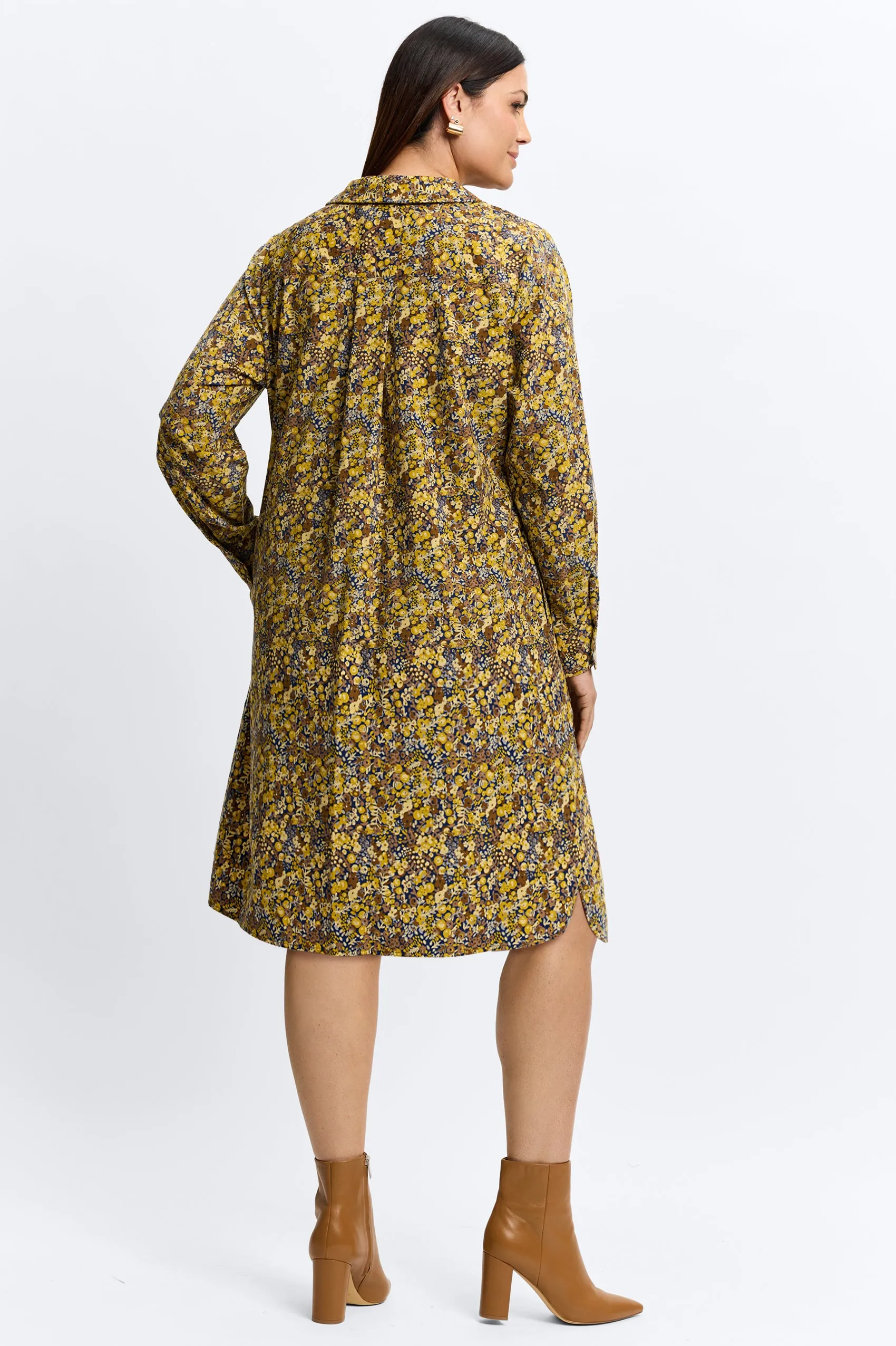 Sloane Plus Ditsy Floral Corduroy Dress