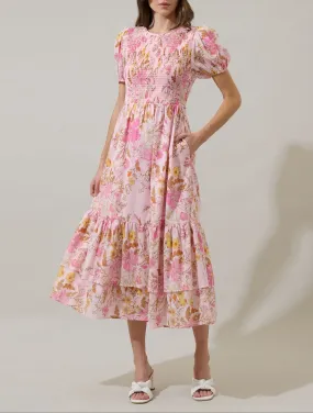 Solanda Floral Aruba Smocked Midi Dress