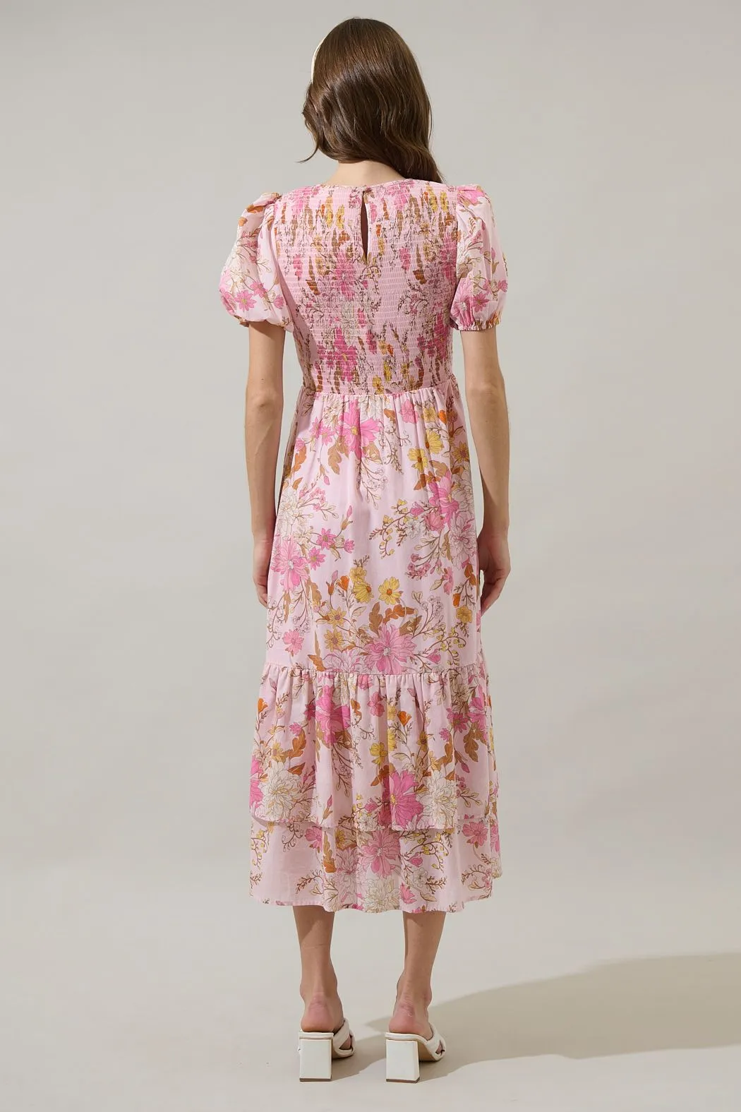 Solanda Floral Aruba Smocked Midi Dress