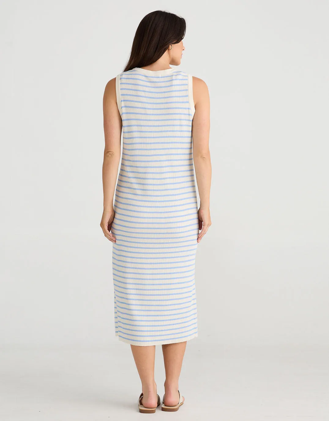 Squad Midi Dress - Ecru/Blue