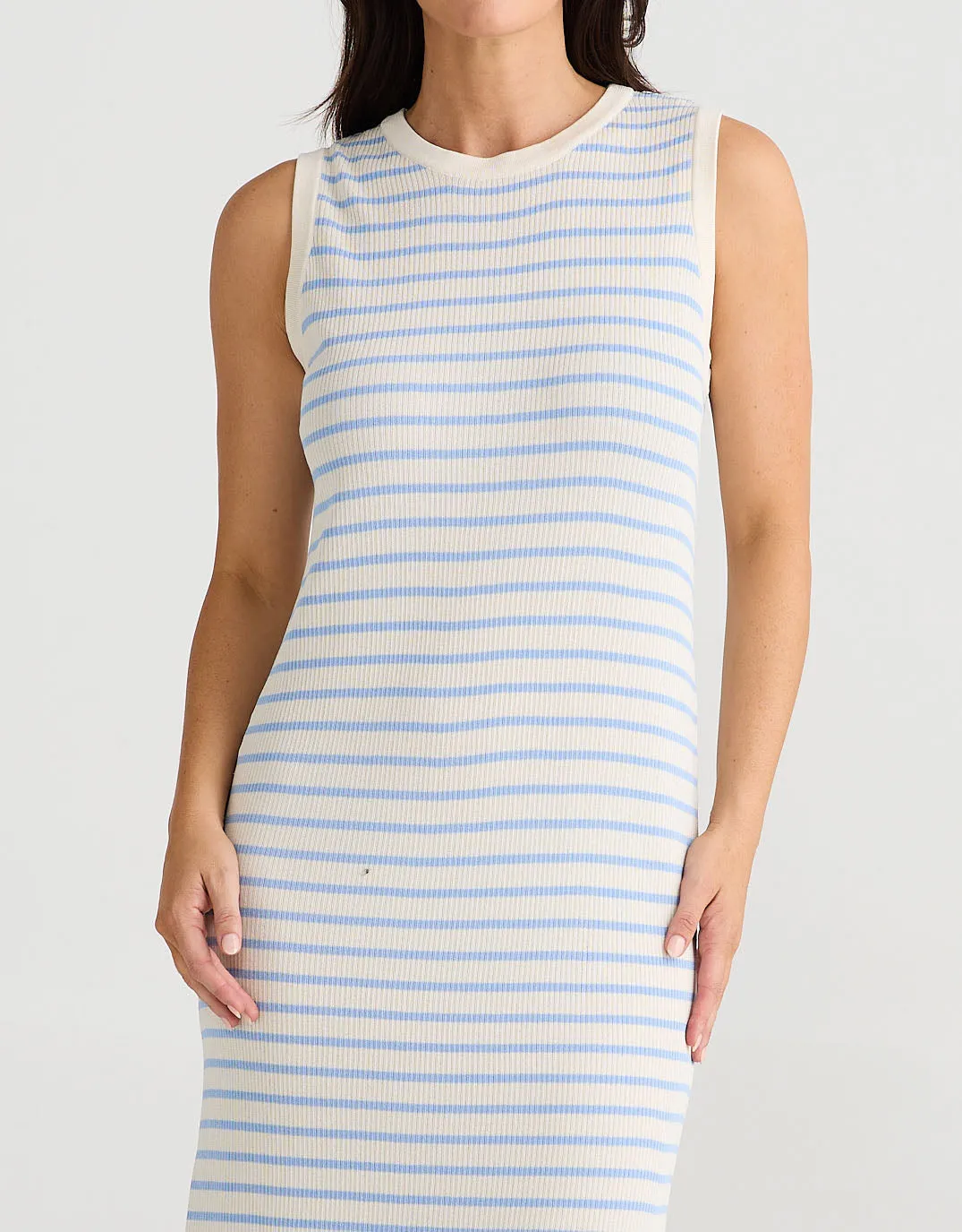 Squad Midi Dress - Ecru/Blue