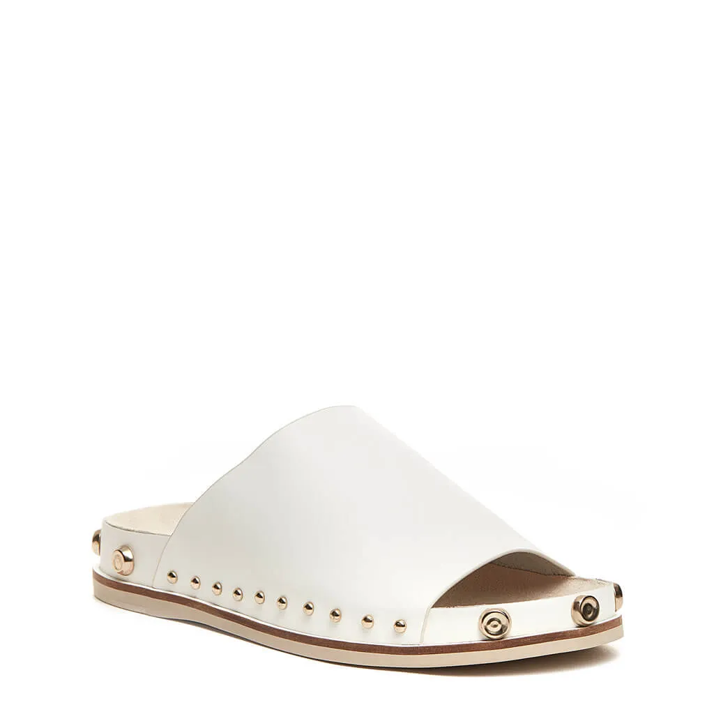 Squish White Stud Slide Sandals