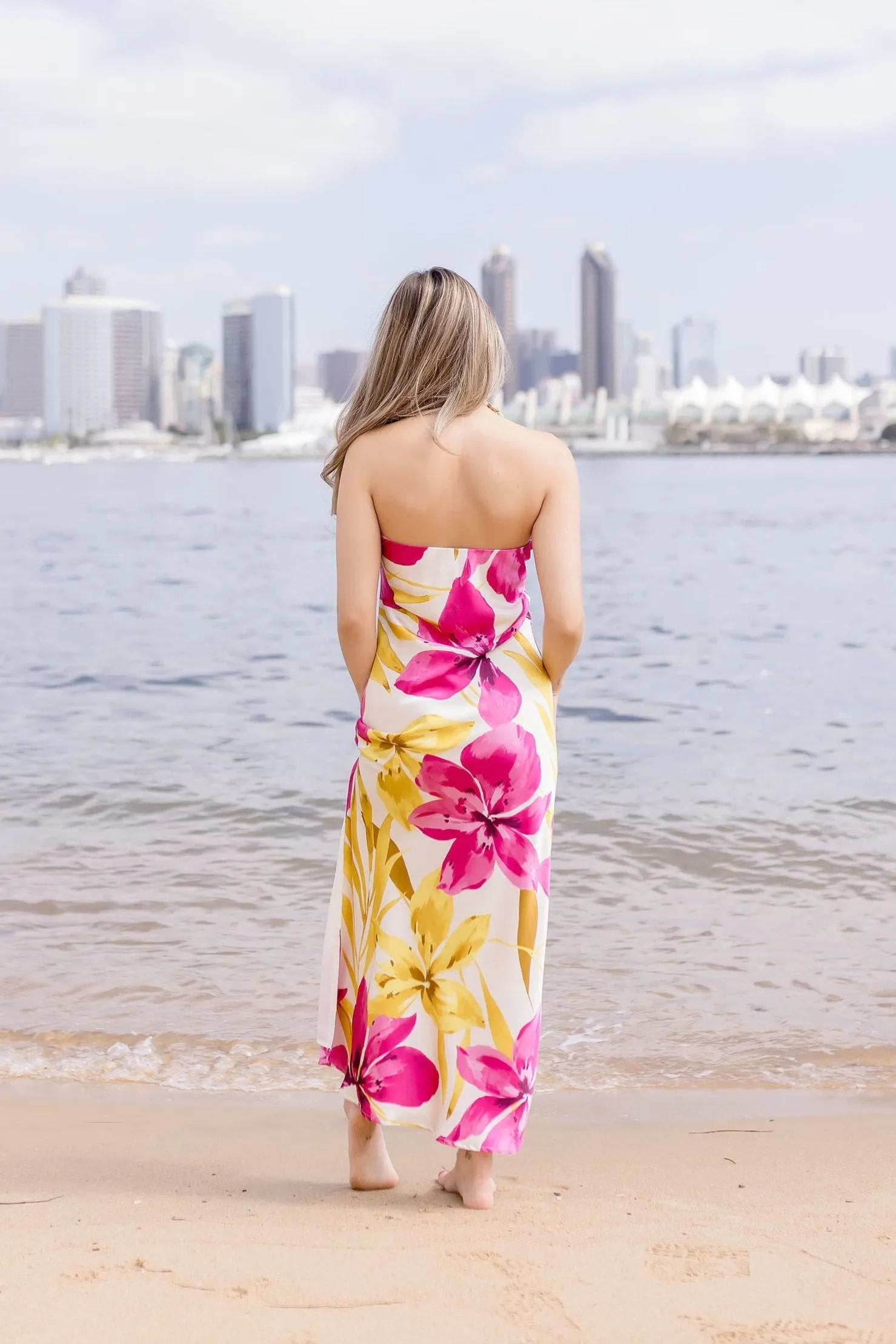 Stella Sleeveless Floral Print Maxi Dress Fuchsia