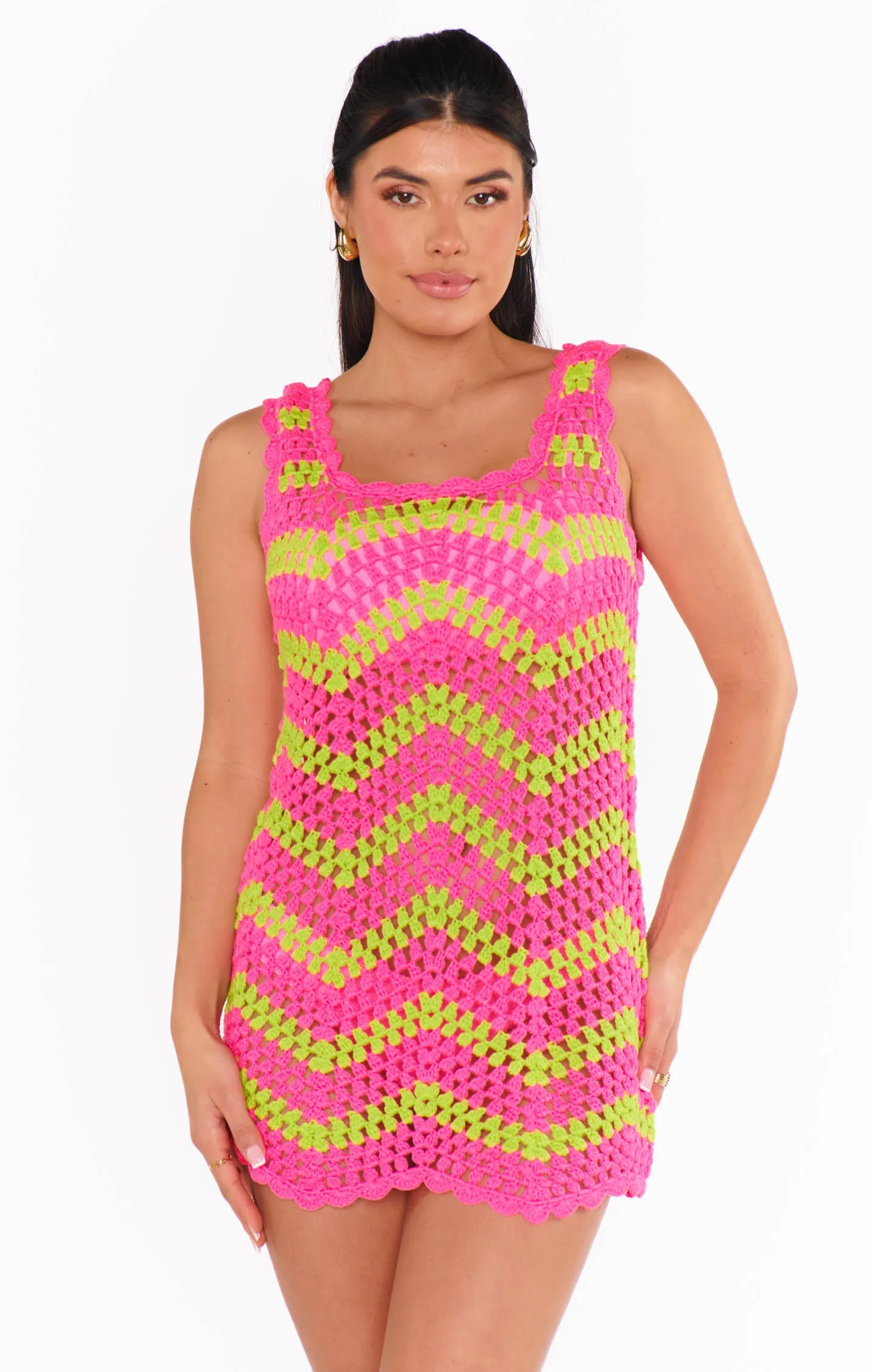 Tara Mini Dress ~ Watermelon Wave Crochet