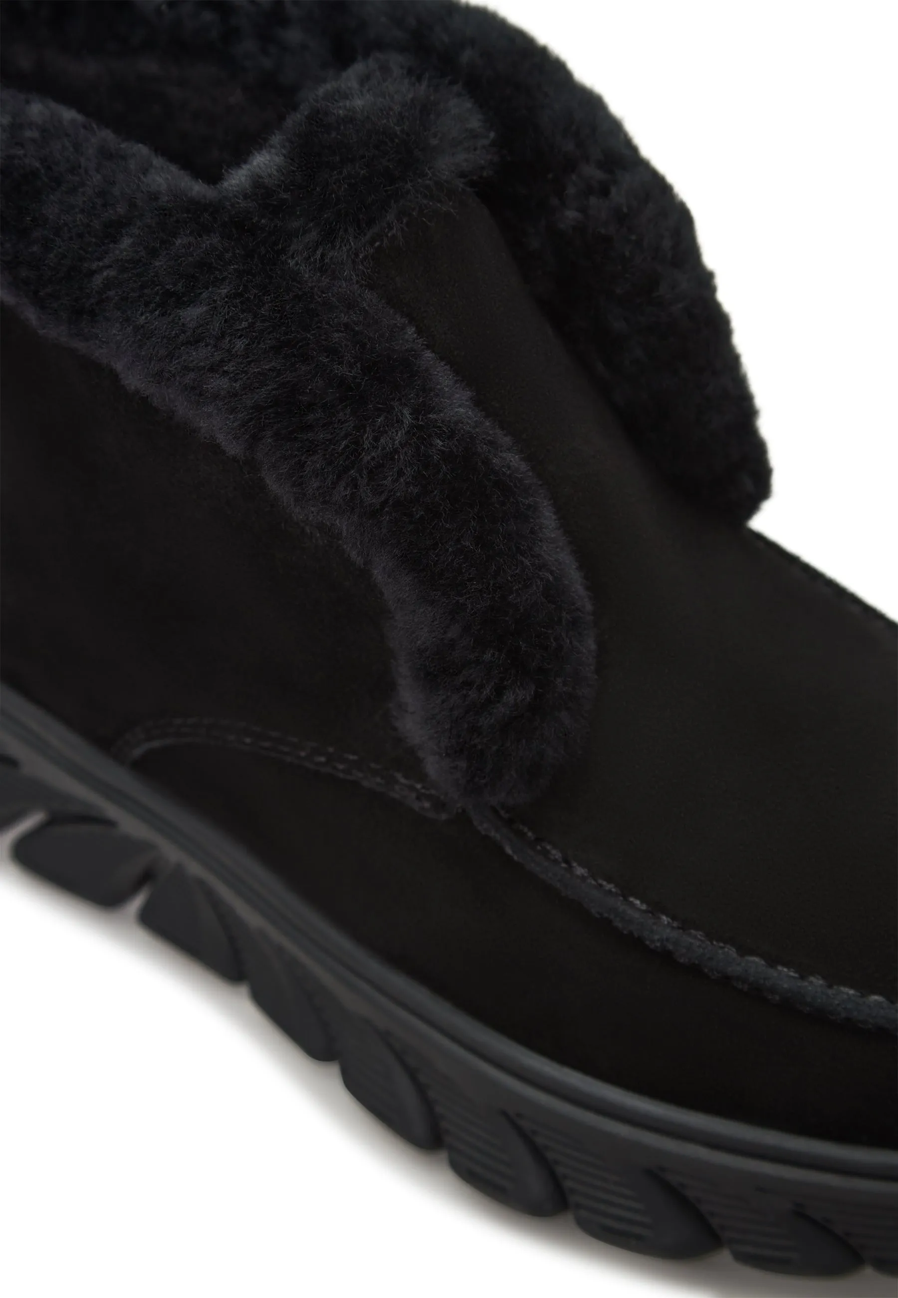 Taupe Shearling-Lined Ankle Boots Adriana - Black