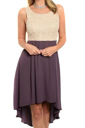 Textured Sleeveless High Low Womens Fashion Cocktail Dress