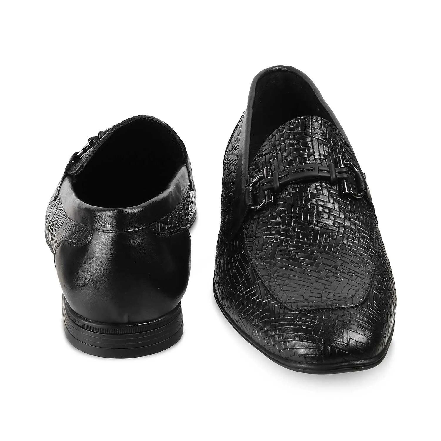 The Crint Black Men's Leather Loafers