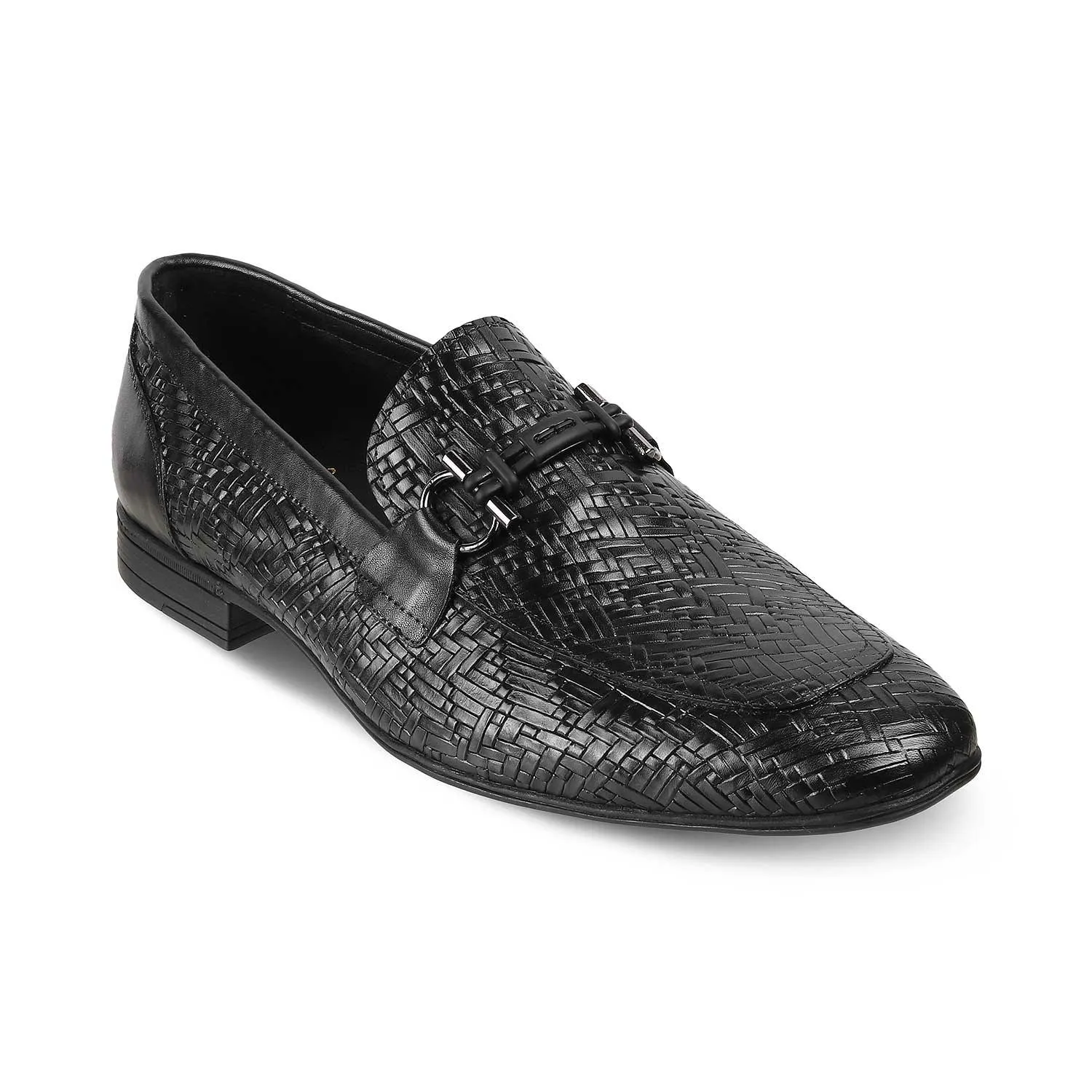 The Crint Black Men's Leather Loafers