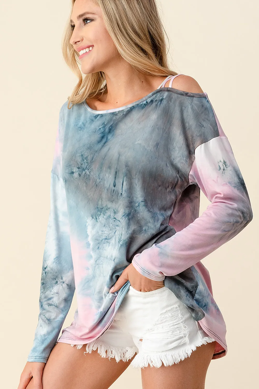 Tie Dye Strappy Top, Blue