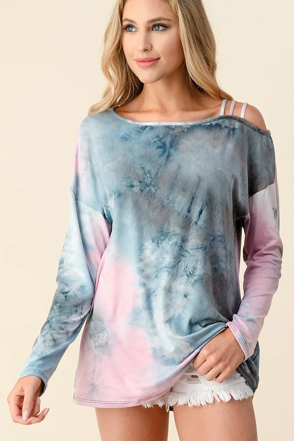 Tie Dye Strappy Top, Blue