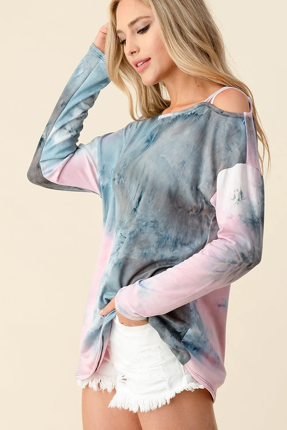 Tie Dye Strappy Top, Blue