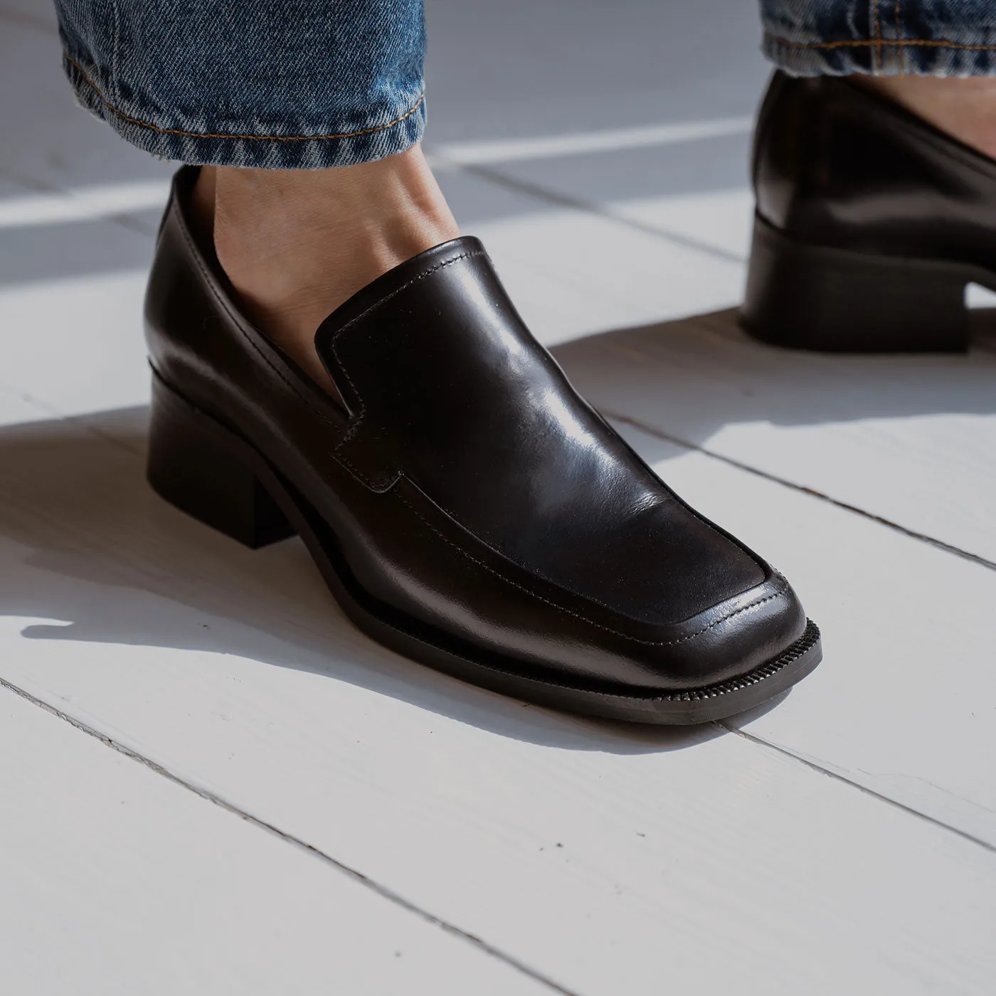 Ulla loafer læder - BROWN HIGH SHINE