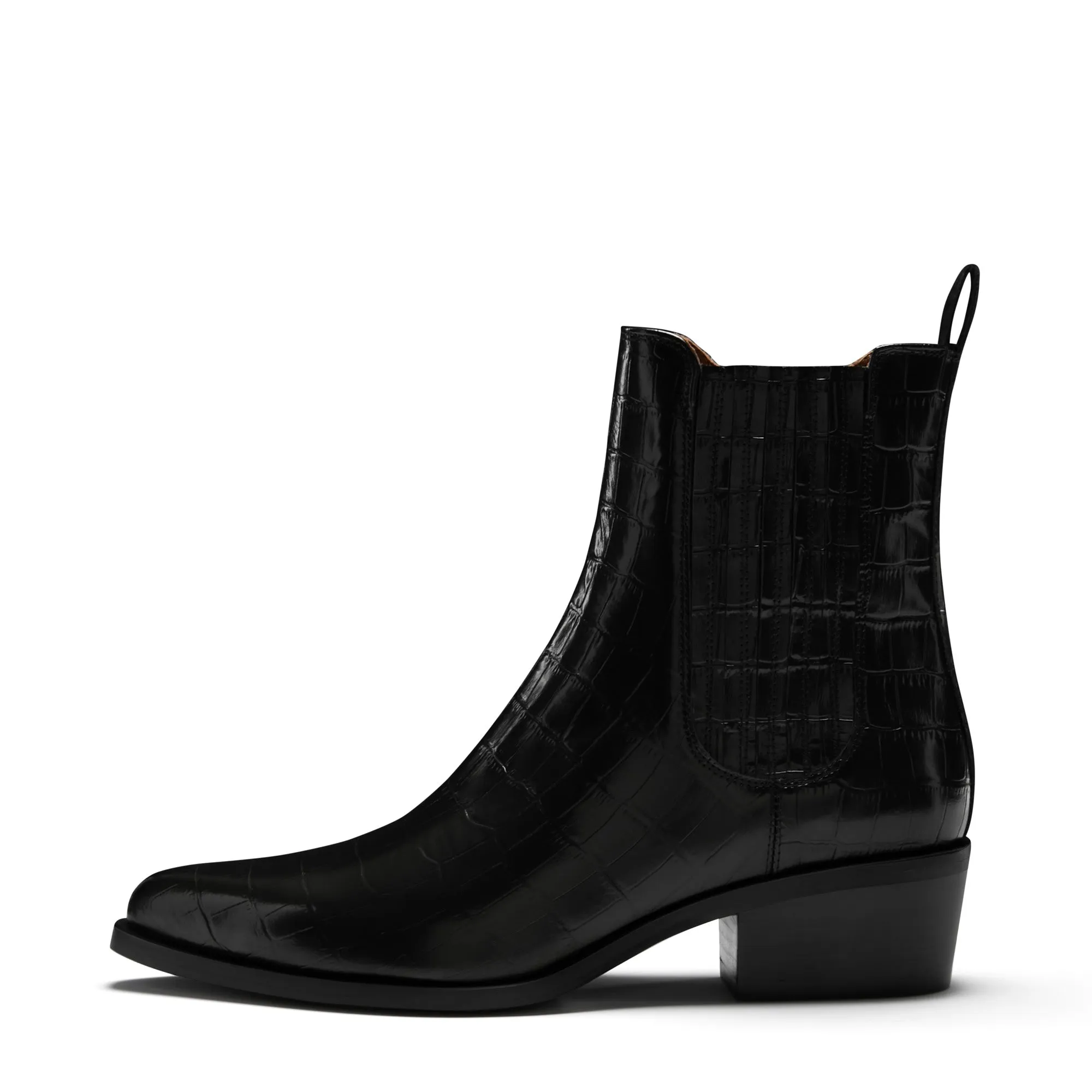 Vendôme Amandine croco black calfskin leather boots