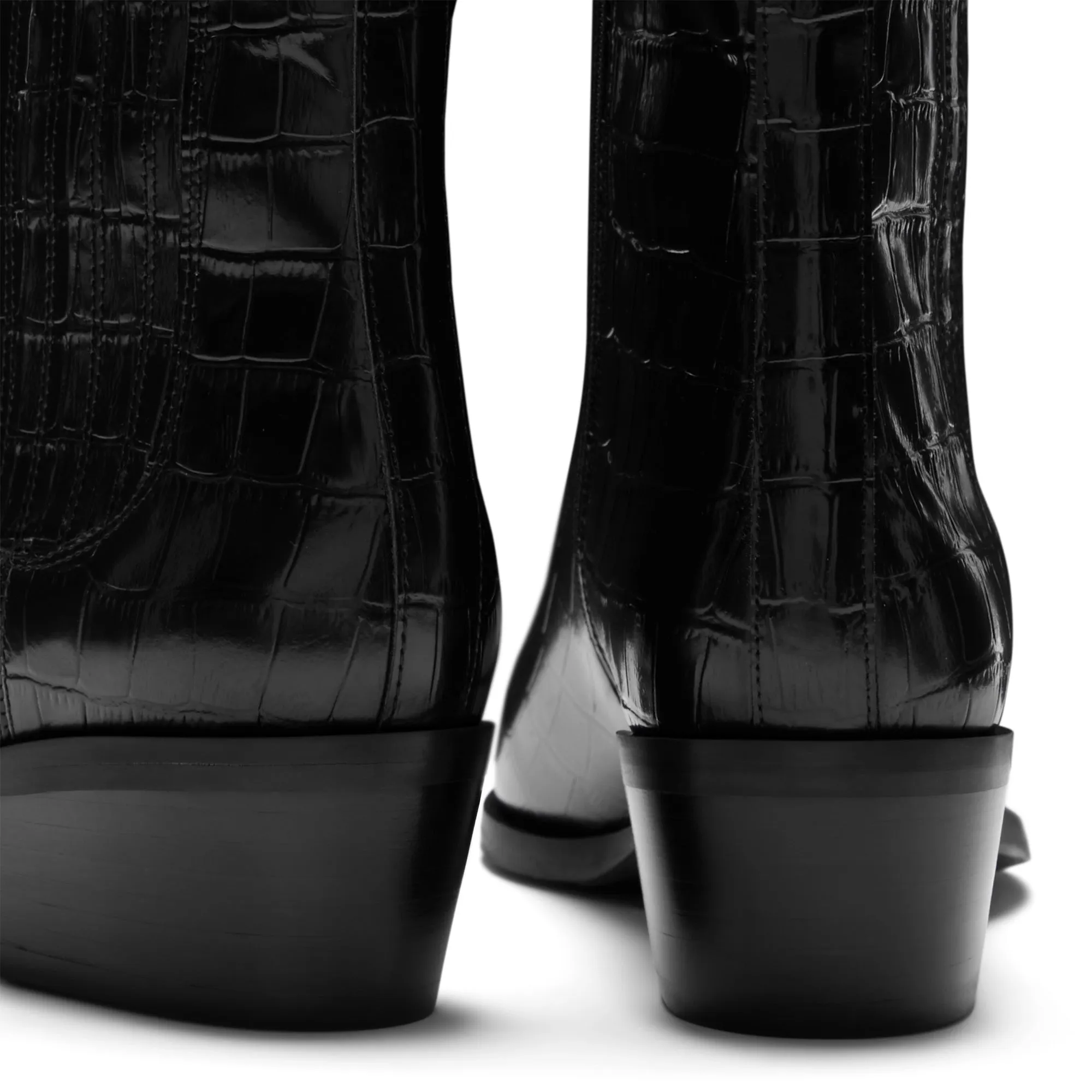 Vendôme Amandine croco black calfskin leather boots