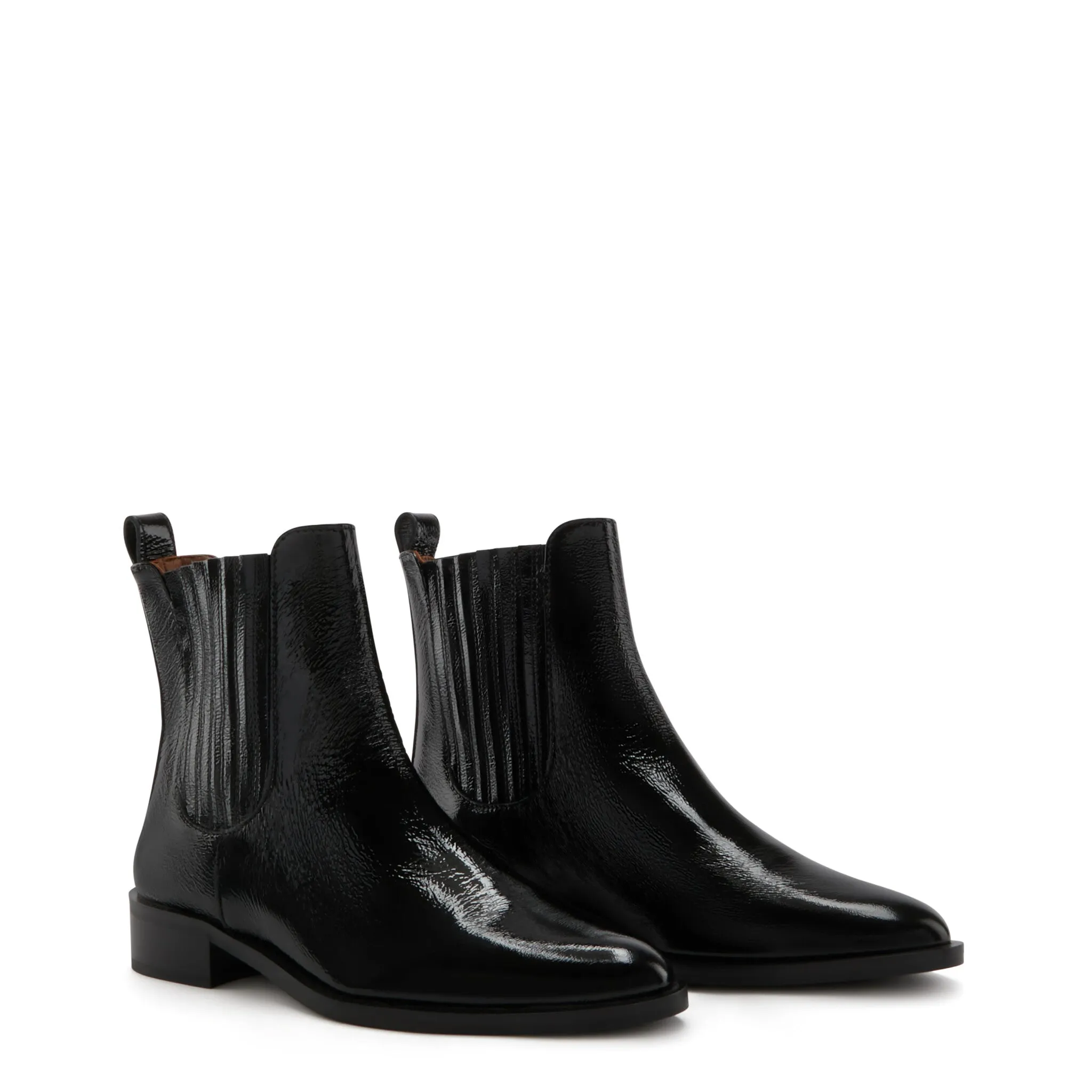 Vendôme Chey black patent leather calfskin leather chelsea boots