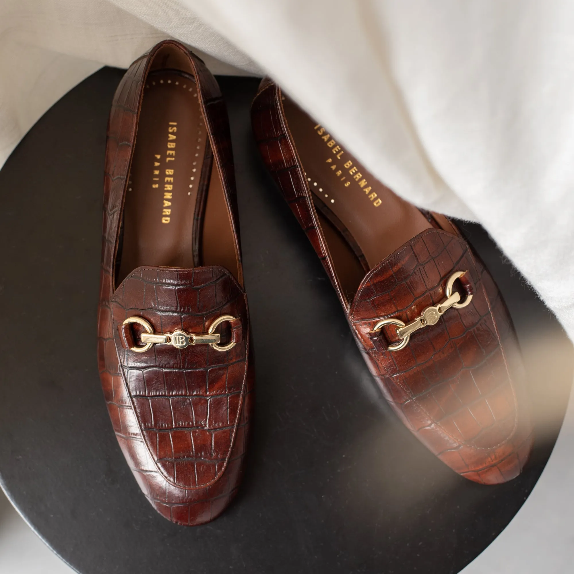 Vendôme Fleur croco brown calfskin leather loafers