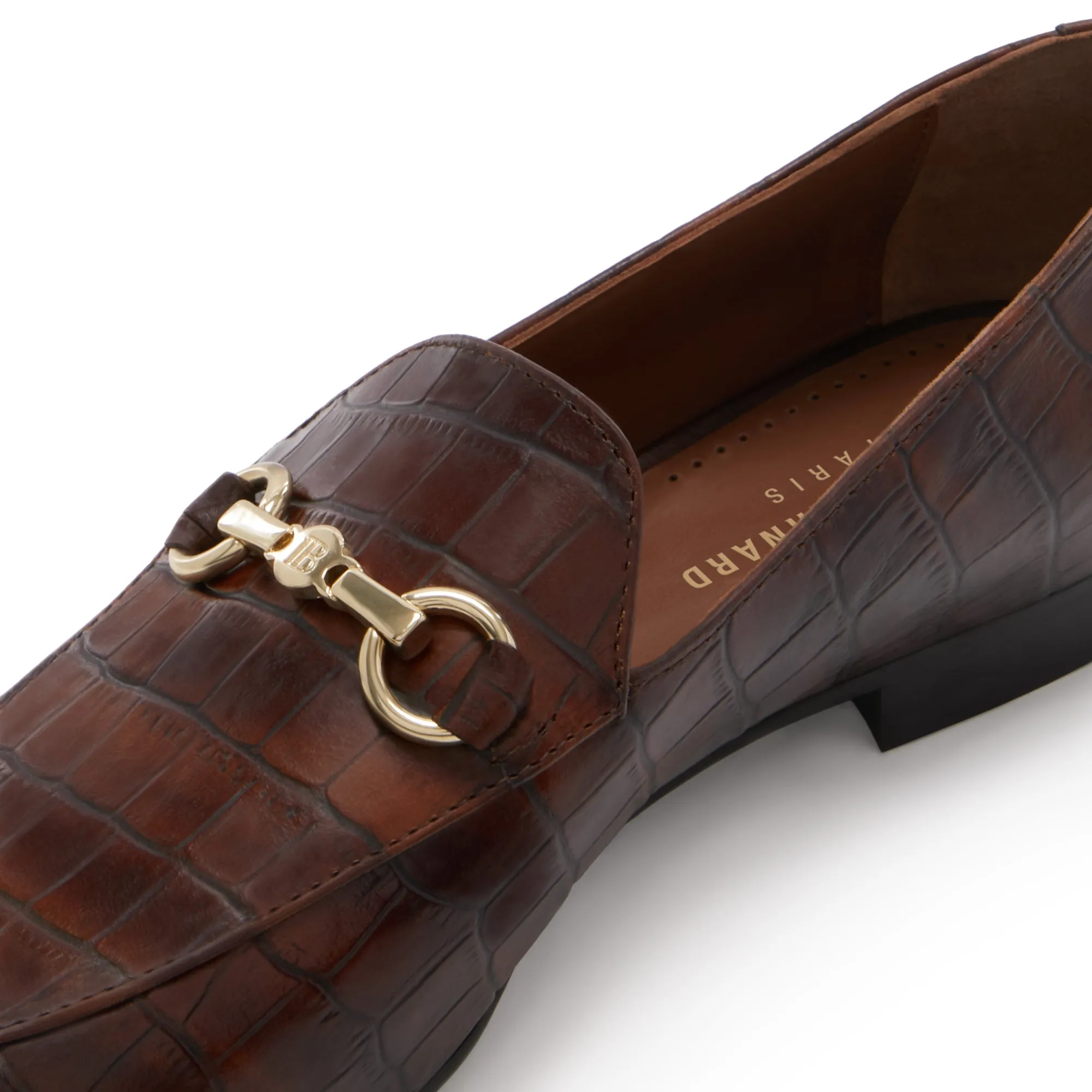 Vendôme Fleur croco brown calfskin leather loafers