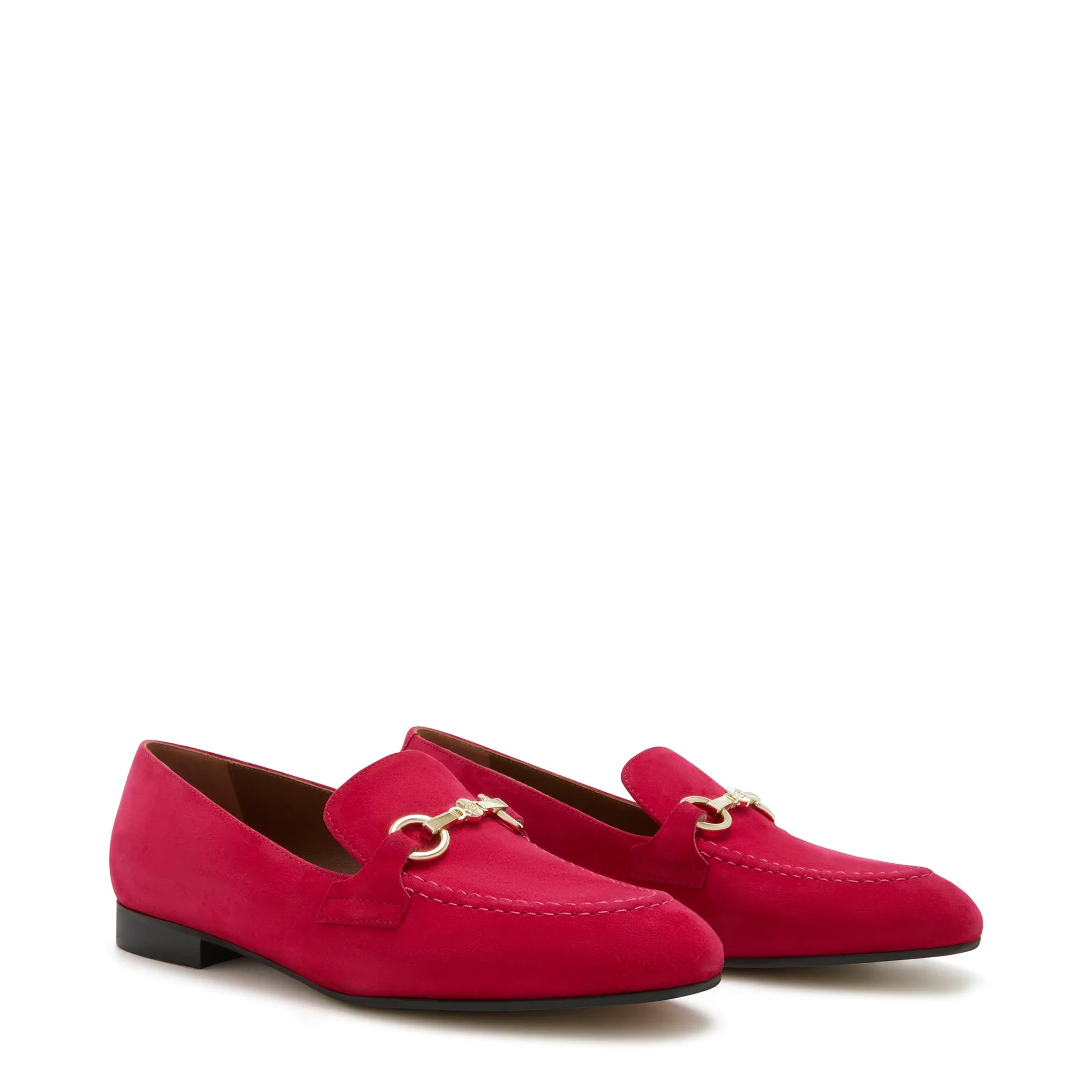 Vendôme Fleur fuchsia suede loafers