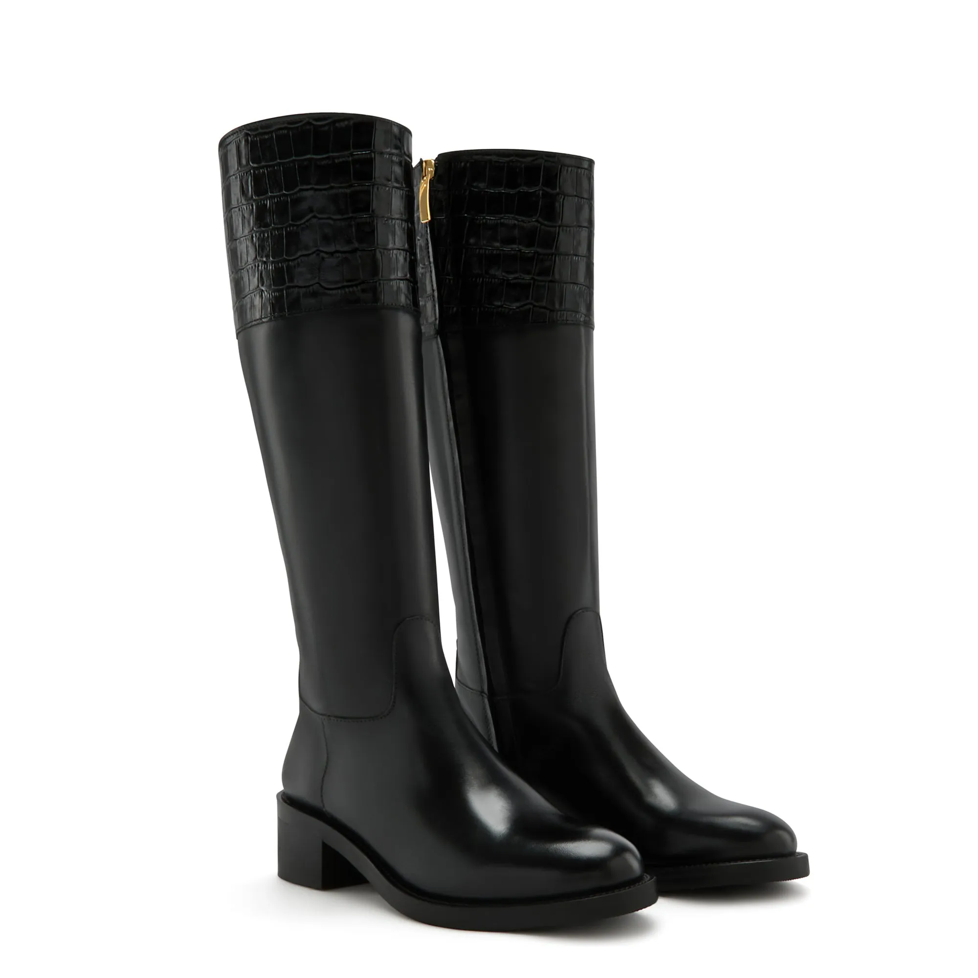 Vendôme Iris black calfskin leather boots