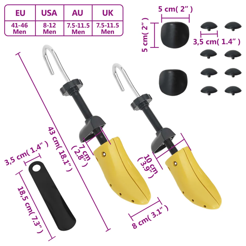 vidaXL Shoe Stretchers with Shoe Horn Yellow EU 41-46 Plastic