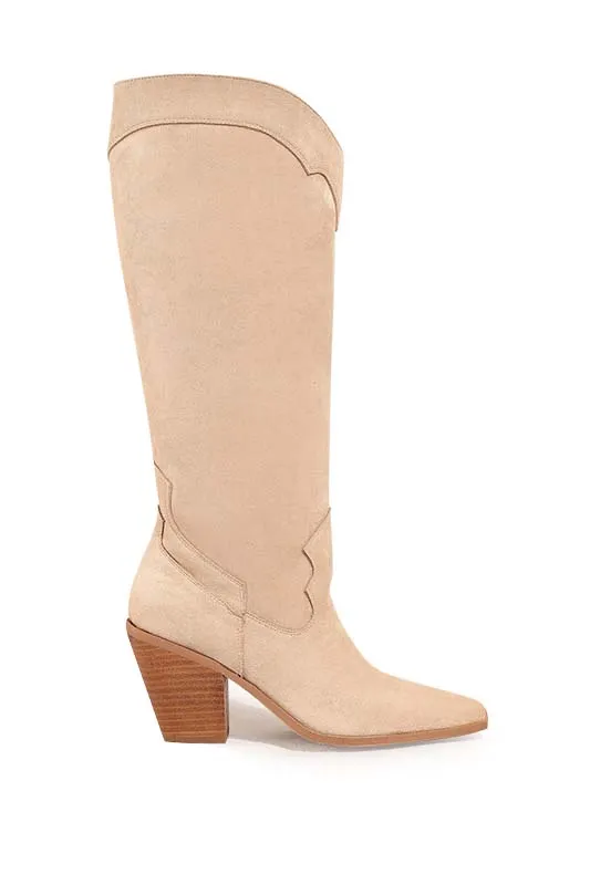 Western Tall Boots- Beige