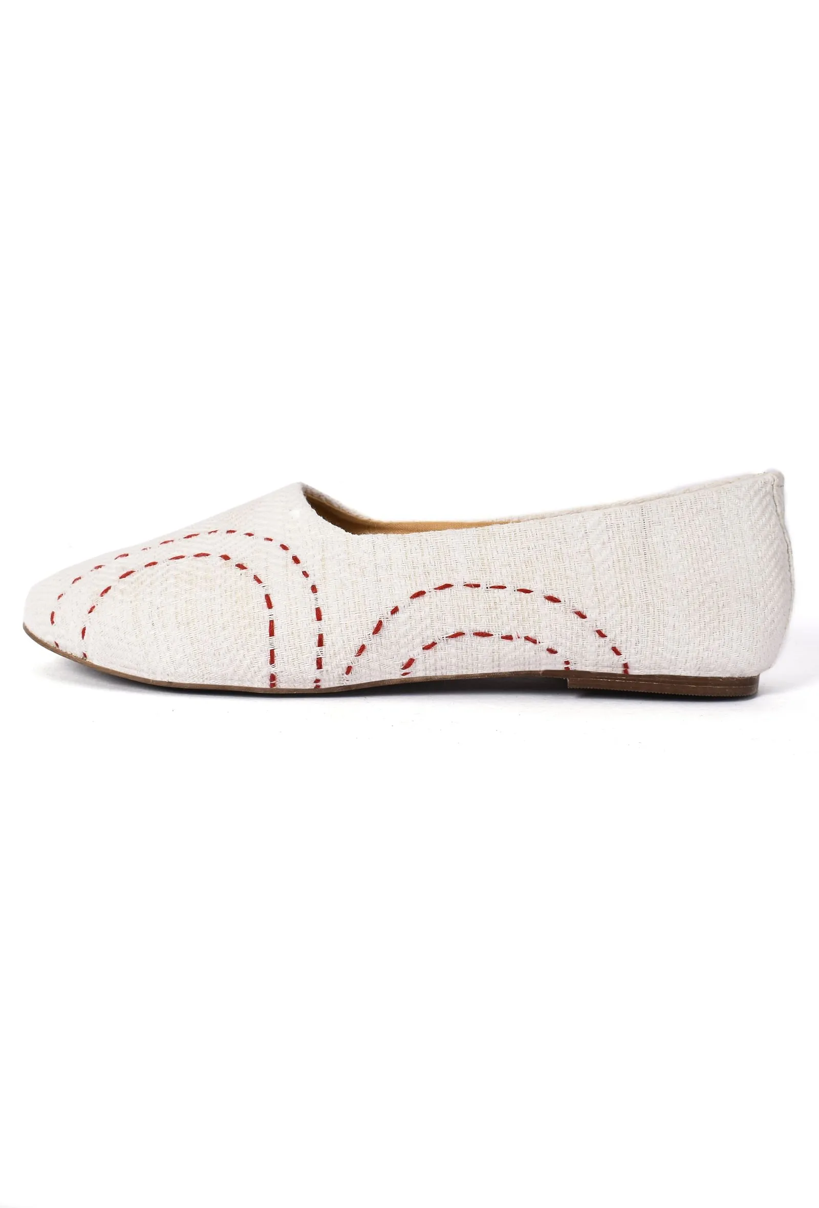 White with Detailing Pure Hemp Ballerinas