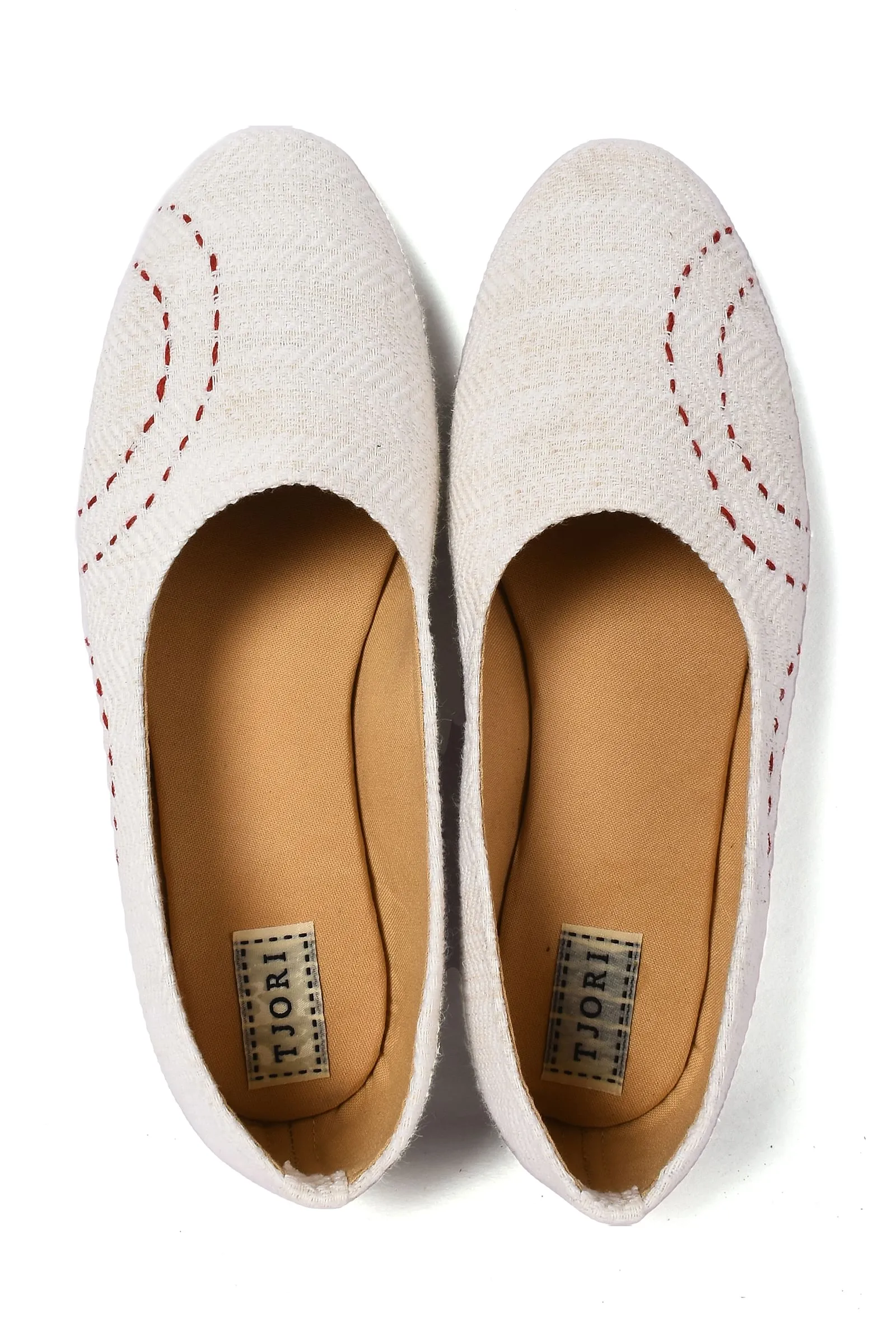 White with Detailing Pure Hemp Ballerinas