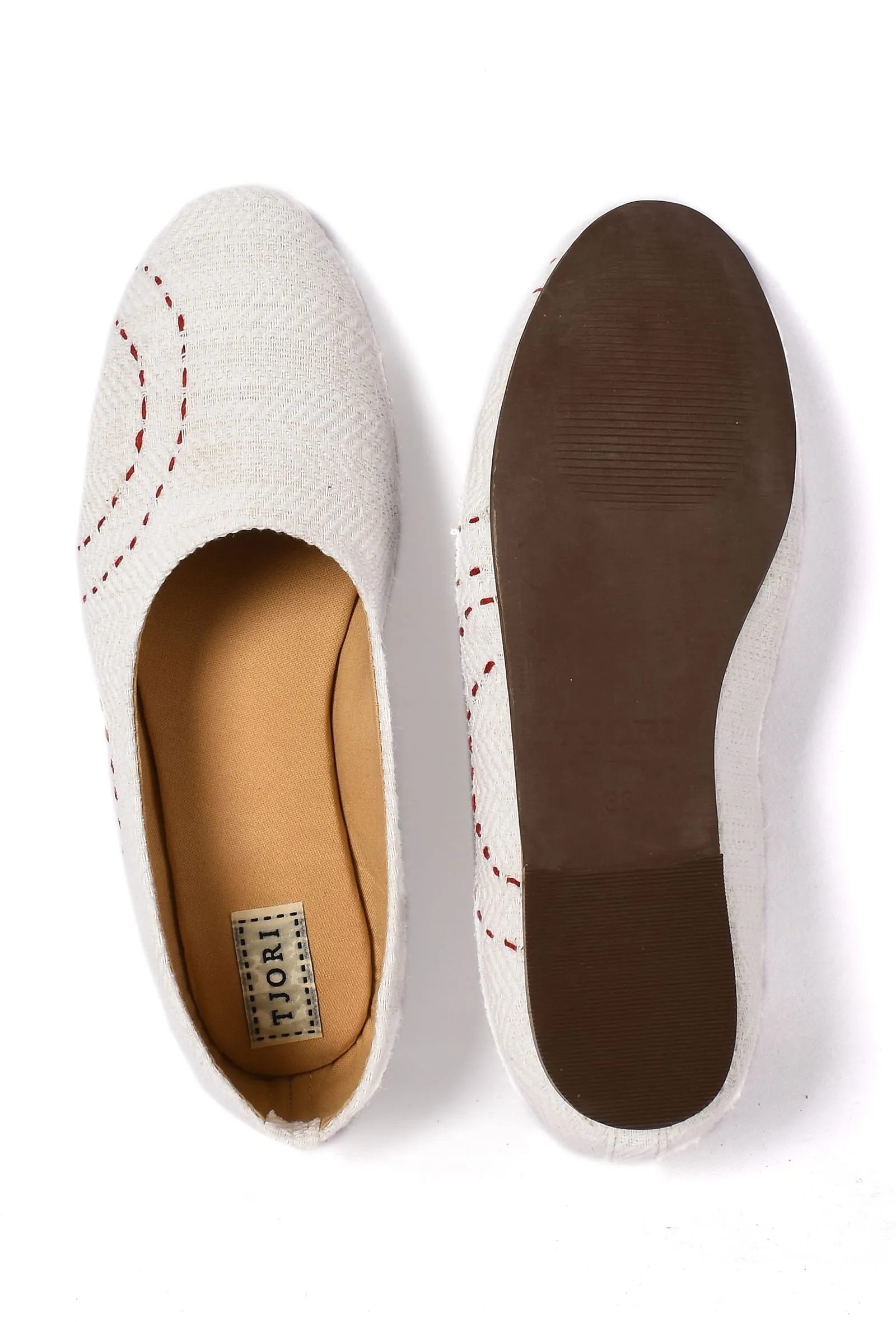 White with Detailing Pure Hemp Ballerinas