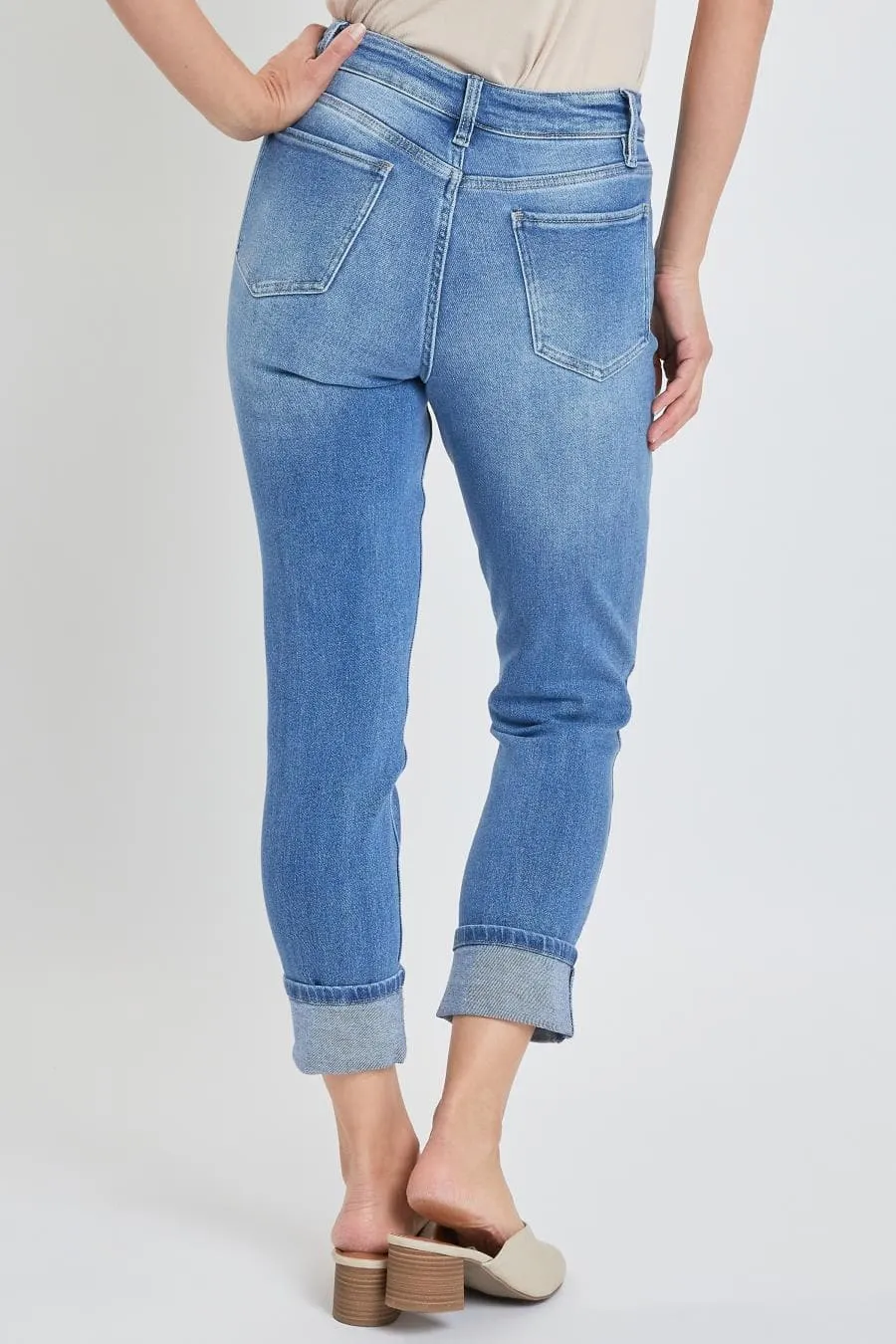 Women's High Rise Vintage Wash Straight Cuff Jean