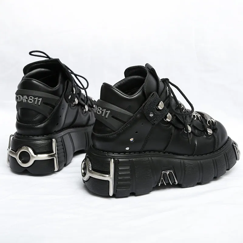 Womens Punk Style Platform Shoes Lace-up Loafers