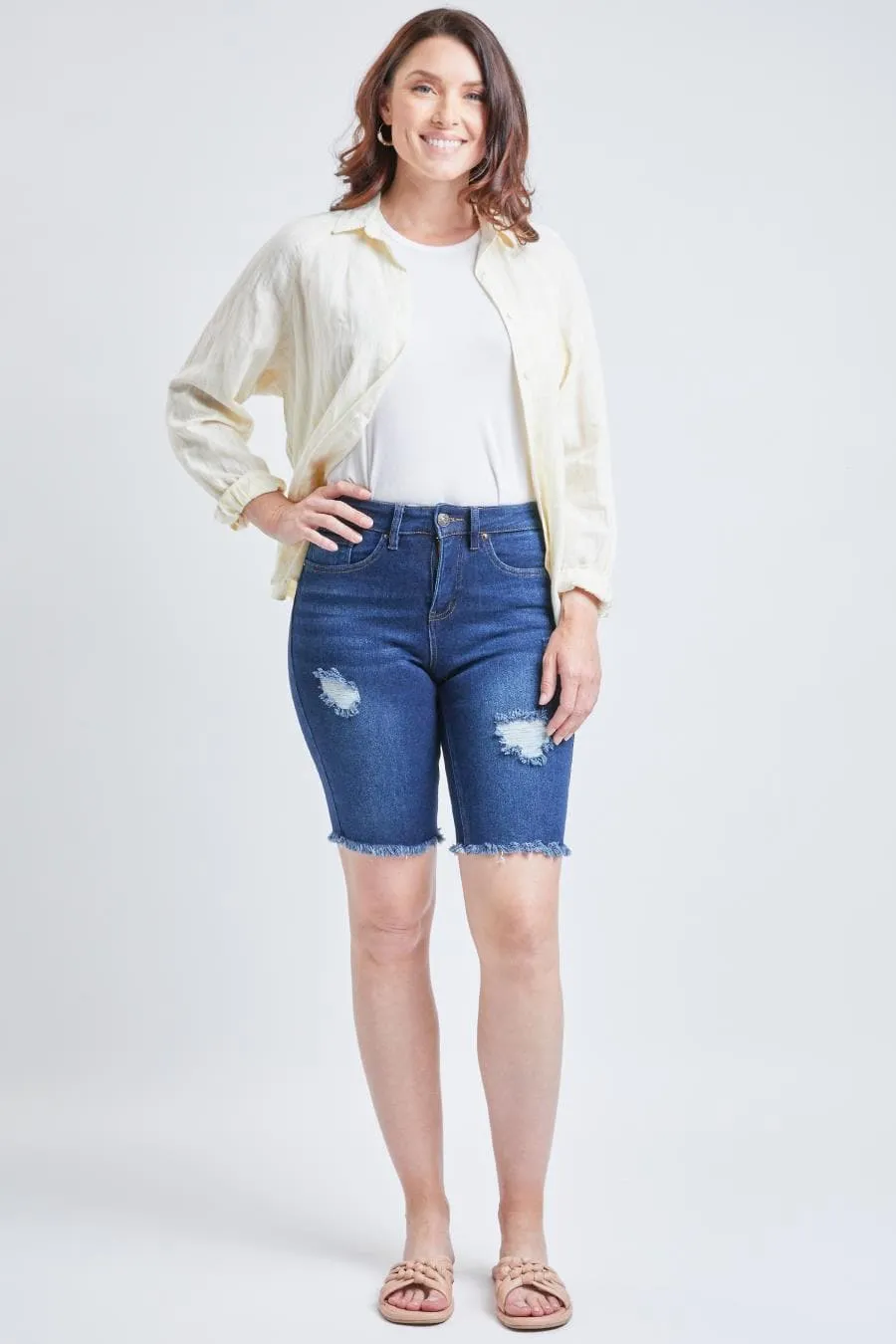 Women's Vintage Dream Bermuda Shorts With Frayed Hem