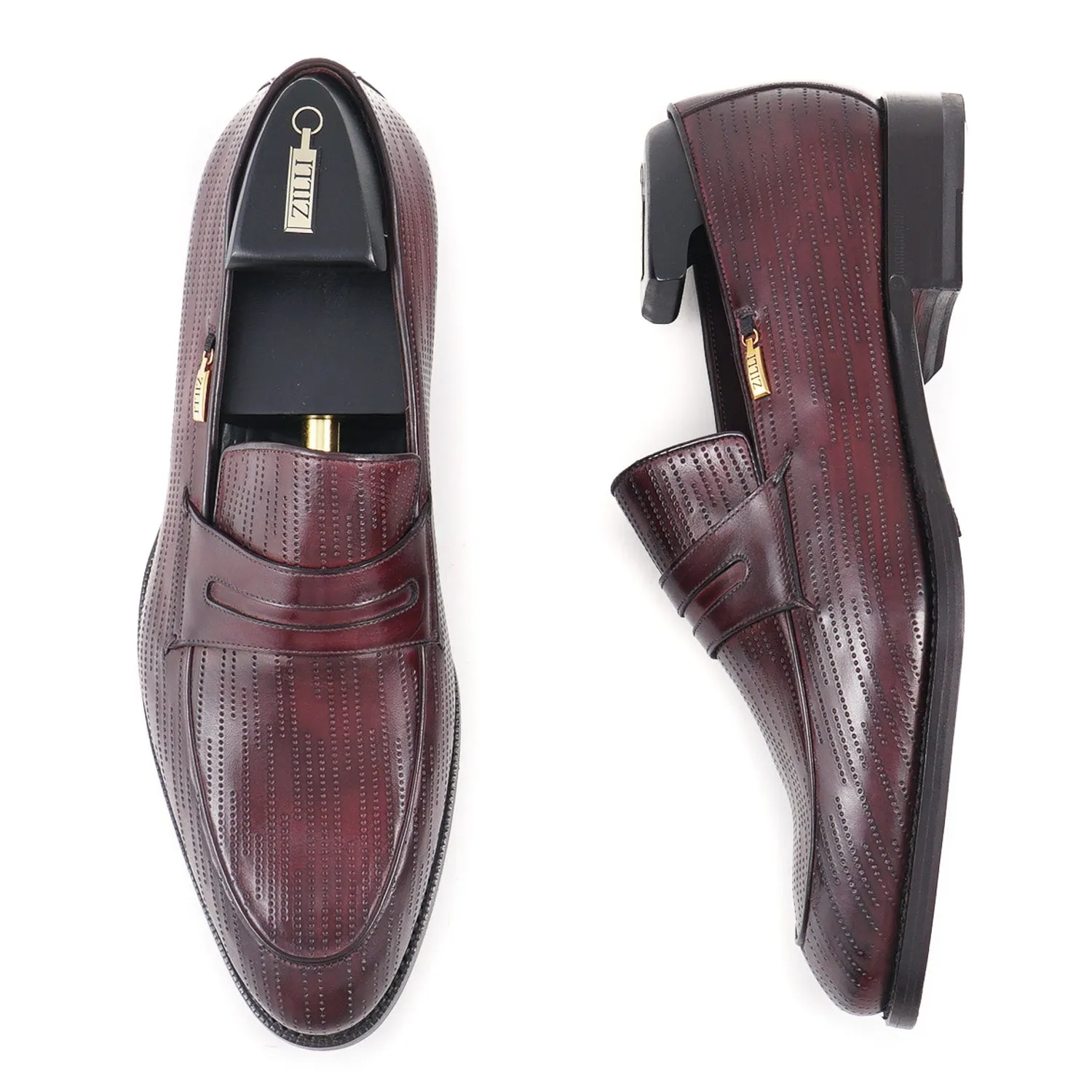 Zilli Burgundy Calf Leather Loafers